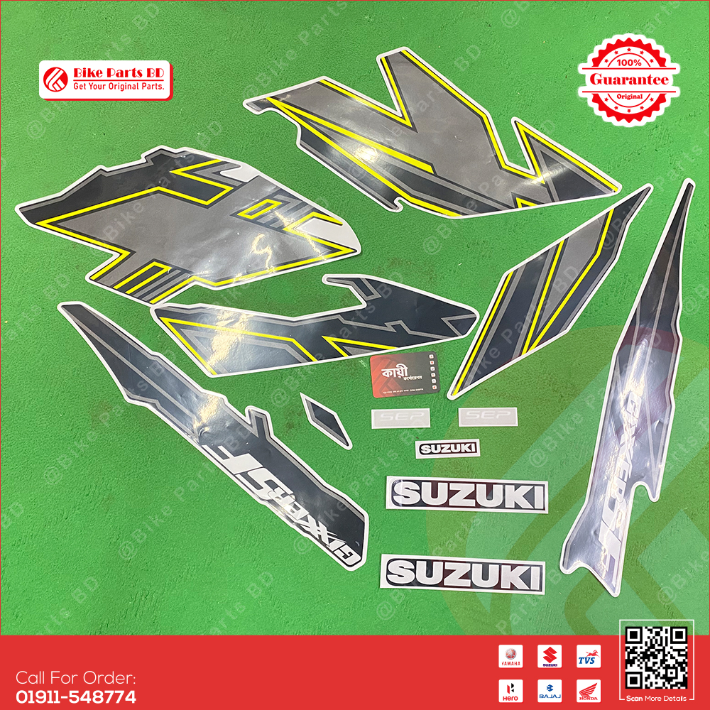 Full Set Sticker for Suzuki Gixxer SF (New Model, Black & Green) bike.