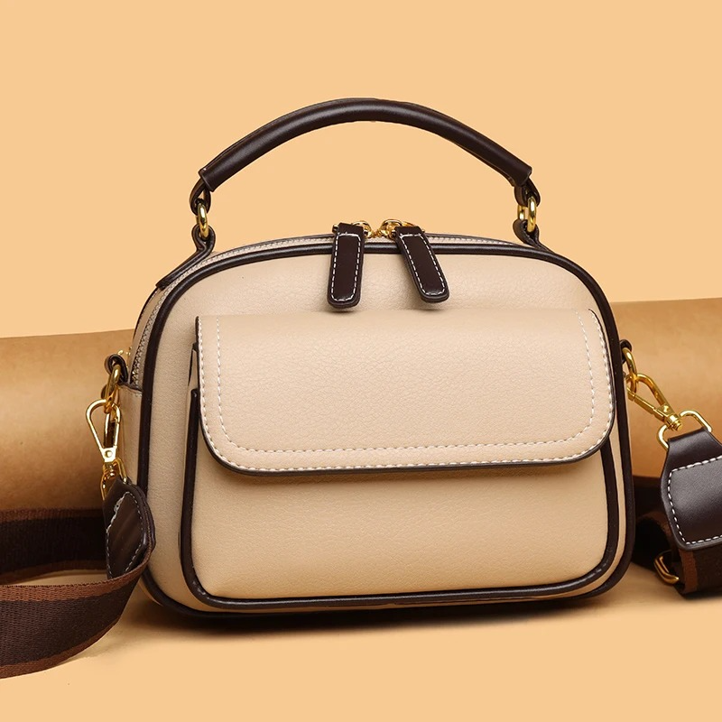 New Sac a Main Women Handbag soft small Shoulder Pu Leather Tote Hand Bags for Ladies(Apricot)