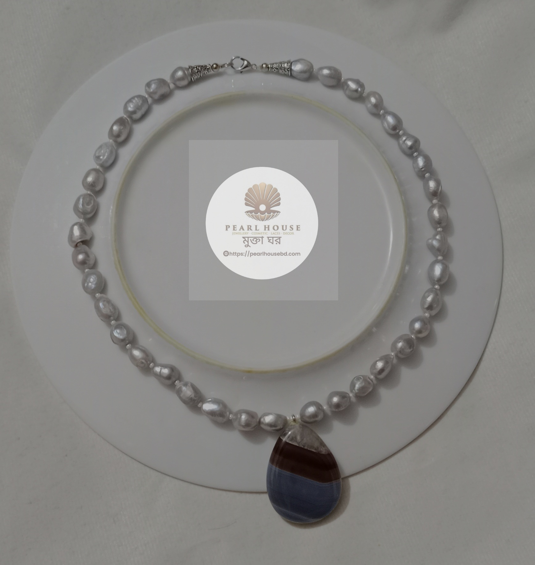 Ash colour Pearl Necklace_img_0