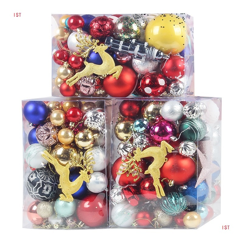 75 large set of assorted, multicolored Christmas ornaments