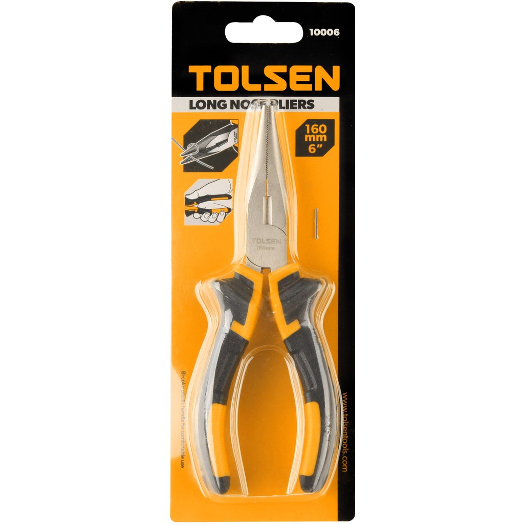 TOLSEN 10006 Long Nose Pliers 6" (160mm), Nickel Plated, TPR Handle; Model: 10006_img_6