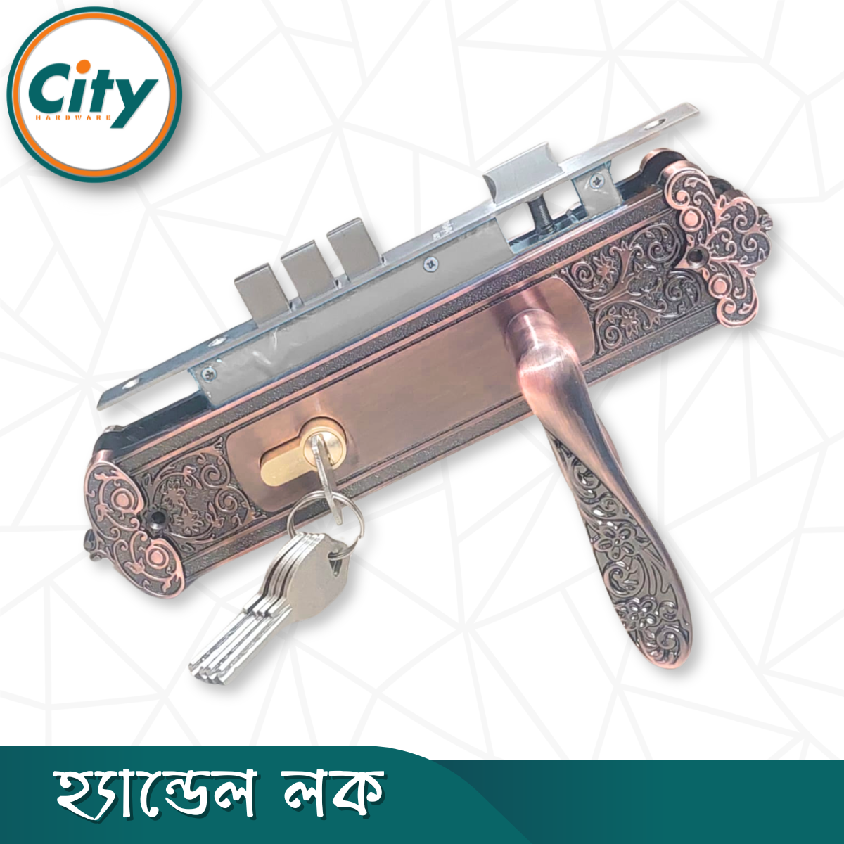উচ্চ সুরক্ষার স্ট্যান্ডার্ড সাইজের হ্যান্ডেল লক প্রধান দরজার জন্য অ্যান্টিক রঙের দরজার লক Door Lock_img_1
