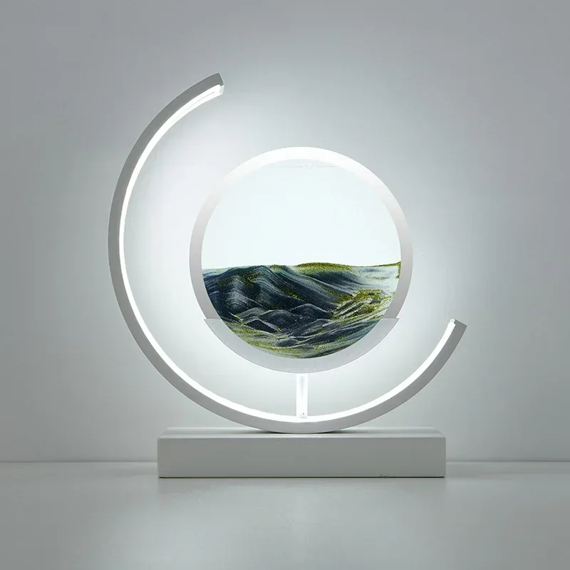 Table Lamp Quicksand Night Light 3D Hourglass Bedside Lamps_img_12