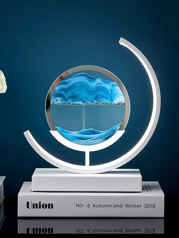 Table Lamp Quicksand Night Light 3D Hourglass Bedside Lamps_img_15