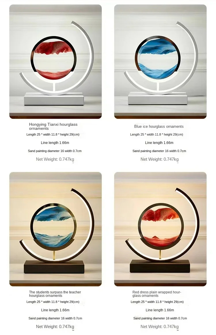 Table Lamp Quicksand Night Light 3D Hourglass Bedside Lamps_img_17