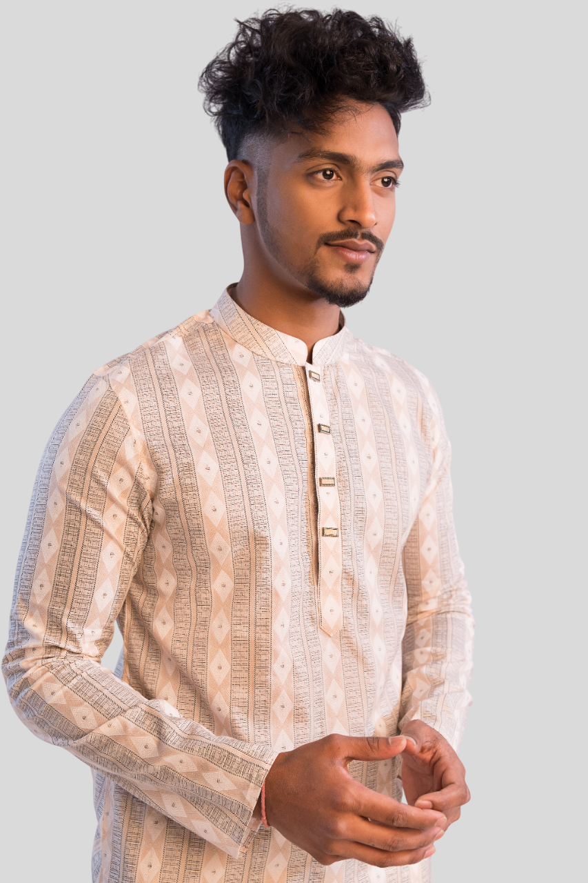 Exclusive Men’s Glossy Printed Panjabi(PJB-007)