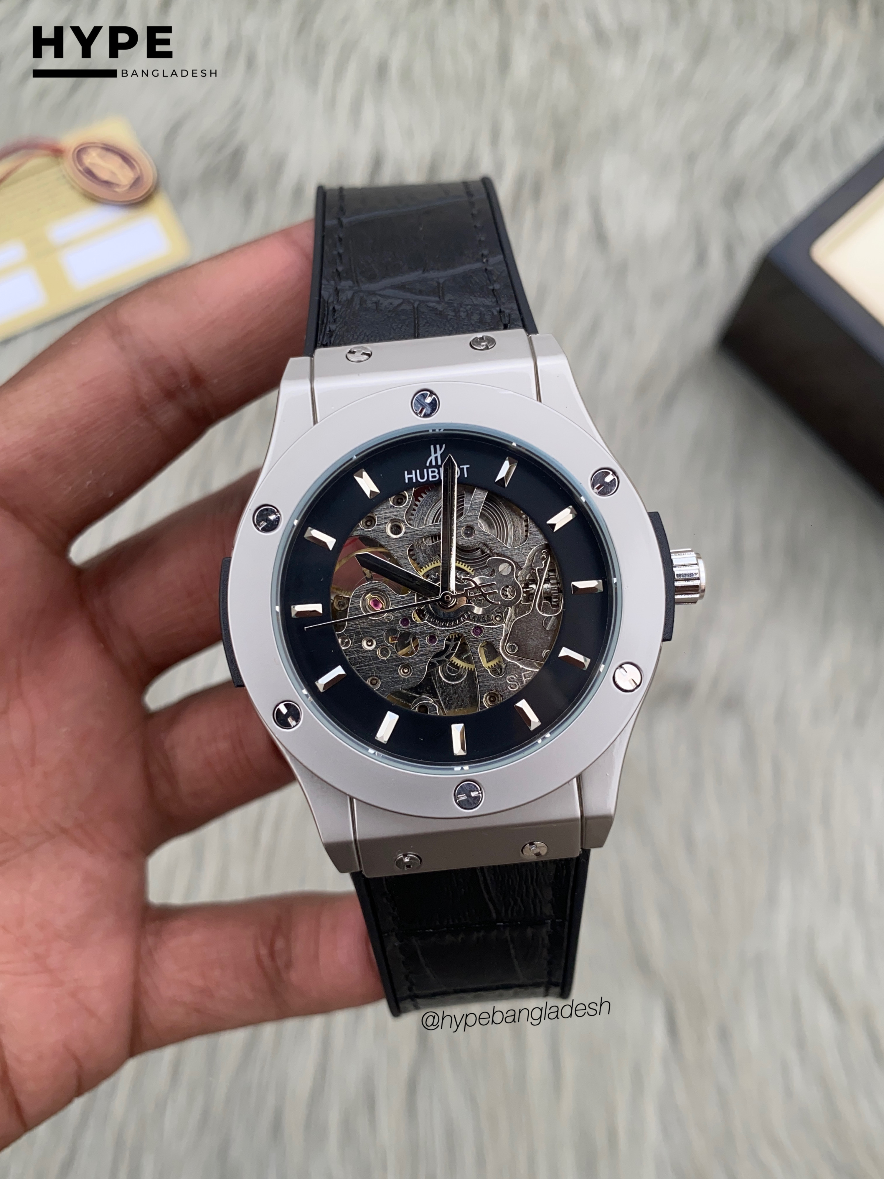 Hublot automatic silicone belt (Black leather textured)