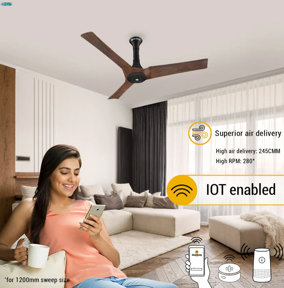 Atomberg Aris 48" BLDC Smart IoT Ceiling Fan (Dark Teakwood, Silent, Energy Efficient, Remote Control)_img_2