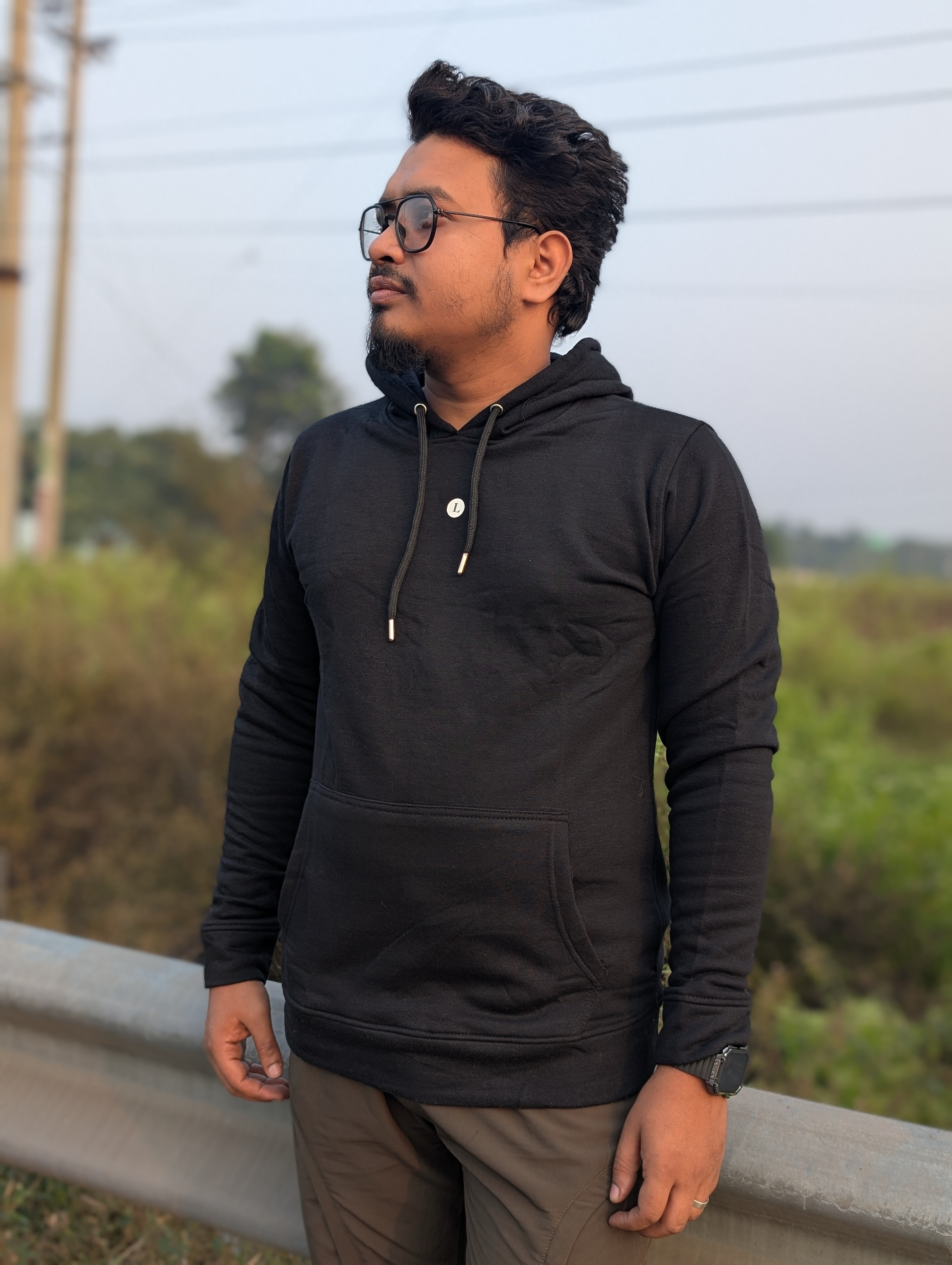 Exclusive Black Hoodie Solid Color - Image 2