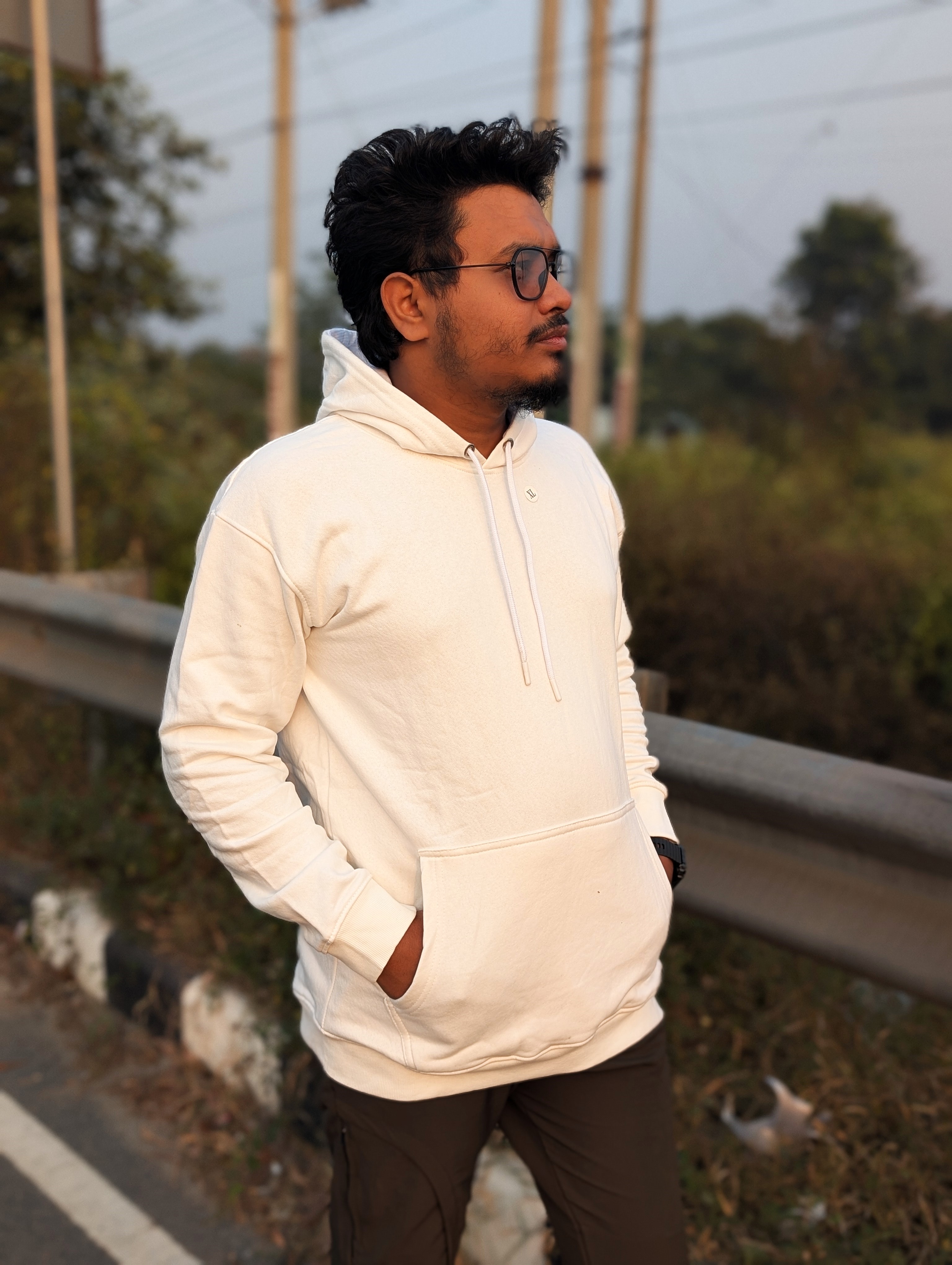 Exclusive Winter White Solid Hoodie - Image 2