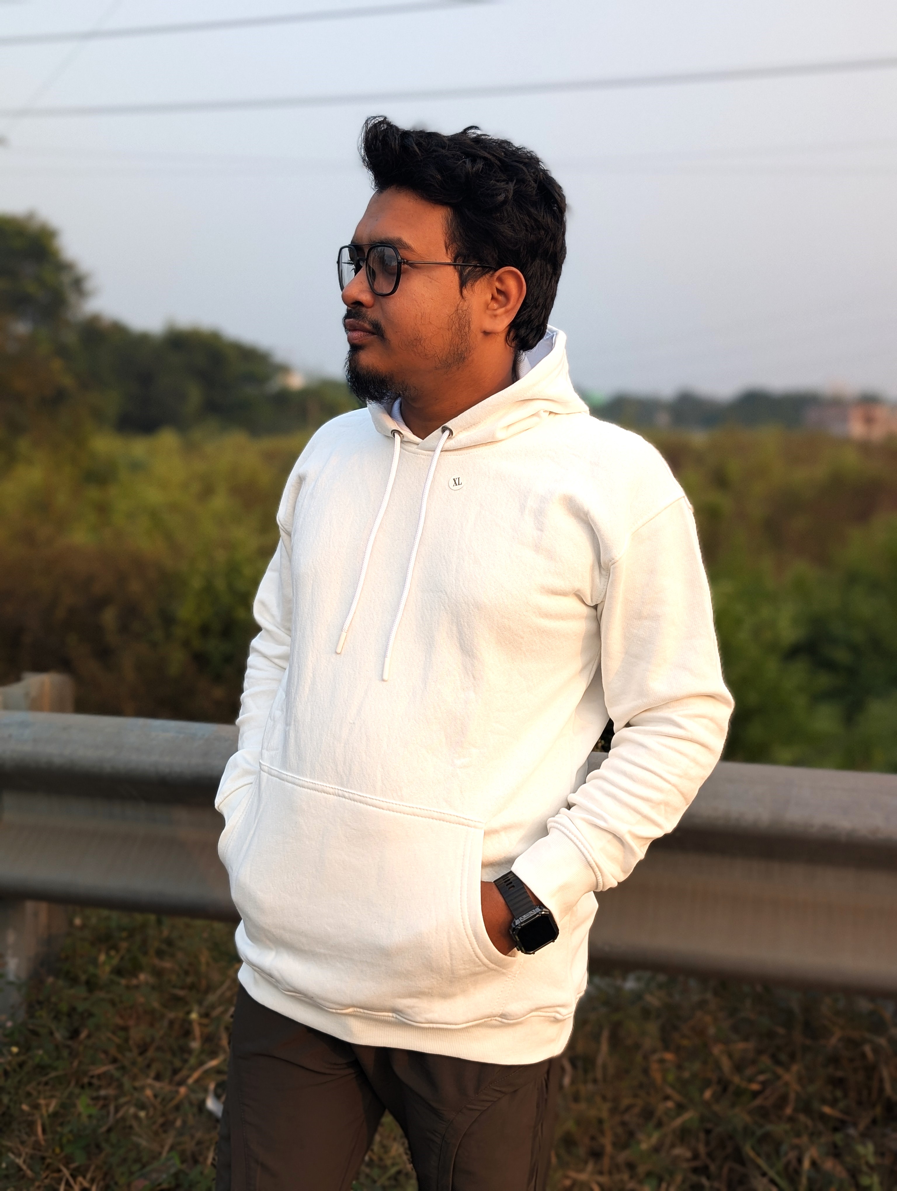 Exclusive Winter White Solid Hoodie - Image 1