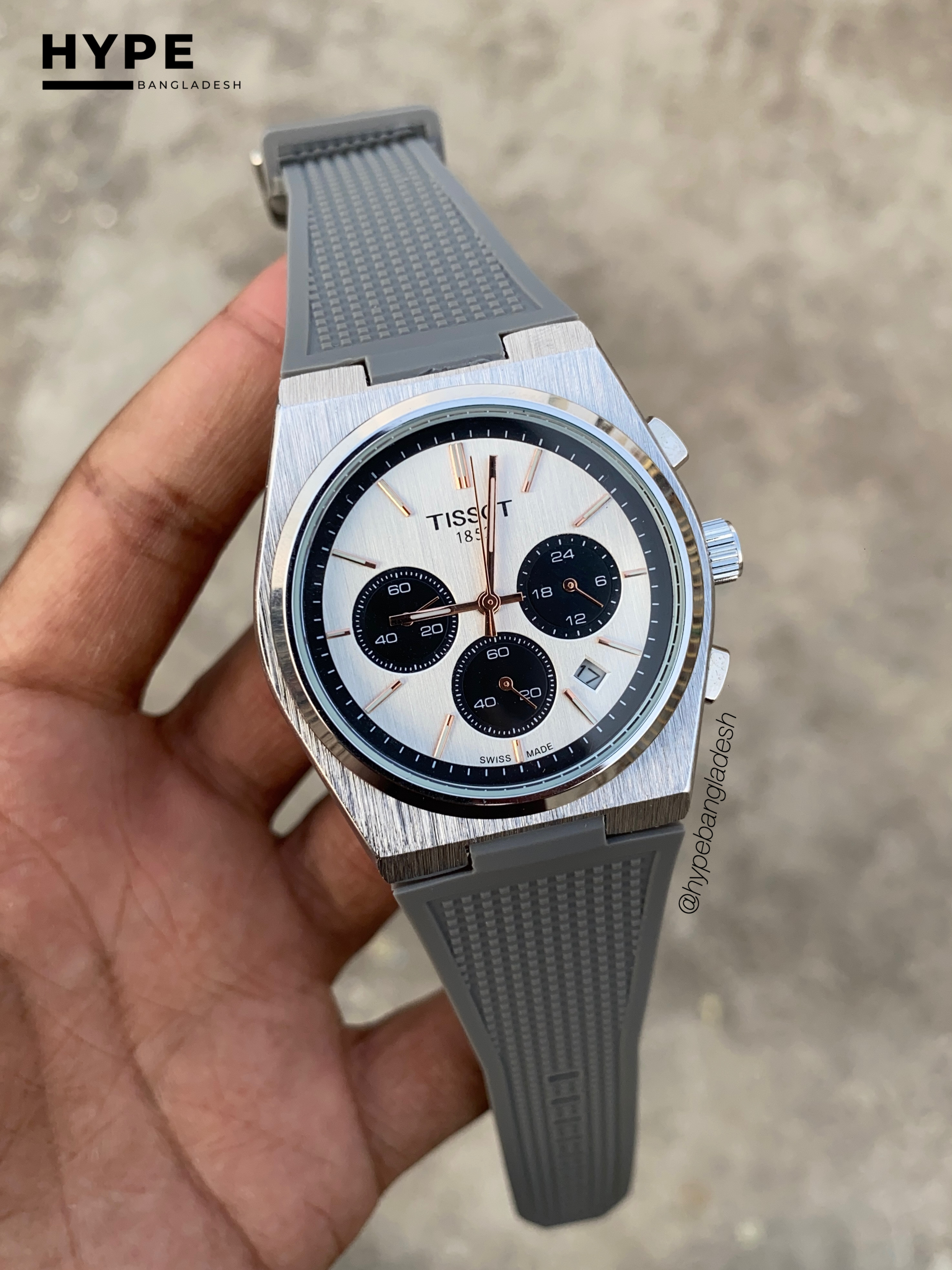 Tissot PRX chronograph ash silicone strap & panda dial
