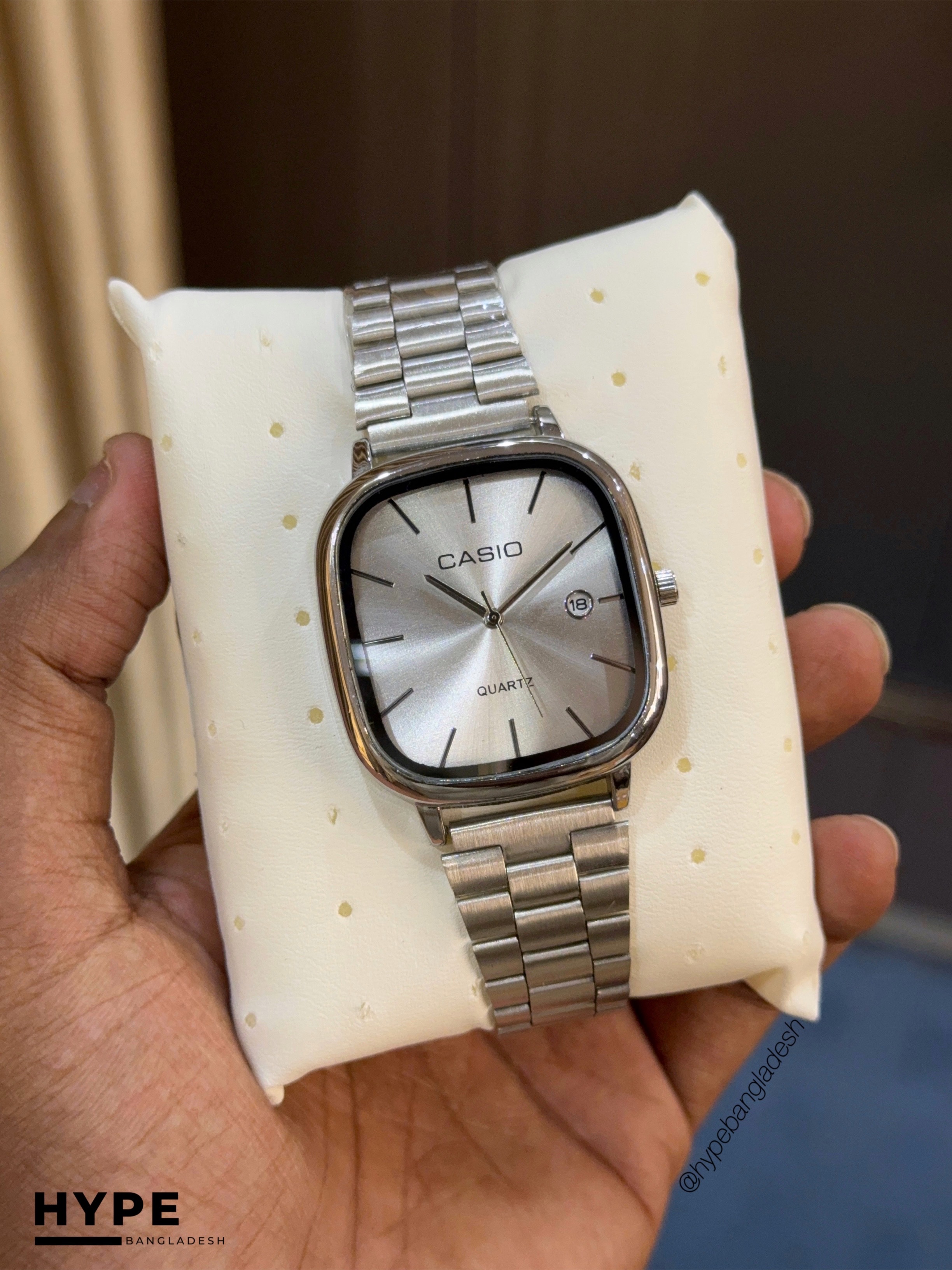 CASI0 Vintage Square Watch For Men (Silver-White)