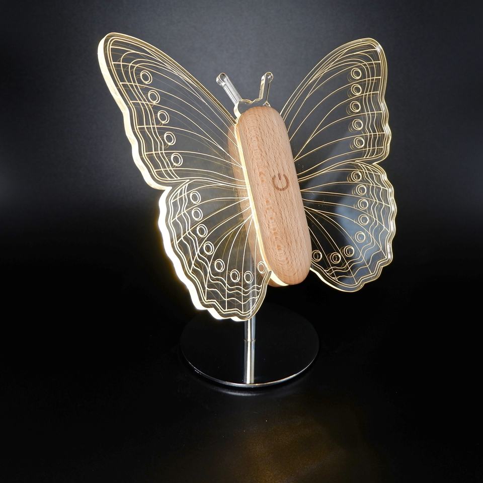 Modern Light Luxury Butterfly Lamp Cordless Touch Sensor Wood and Acrylic Butterfly Lights (CROSS BORDER)_img_1