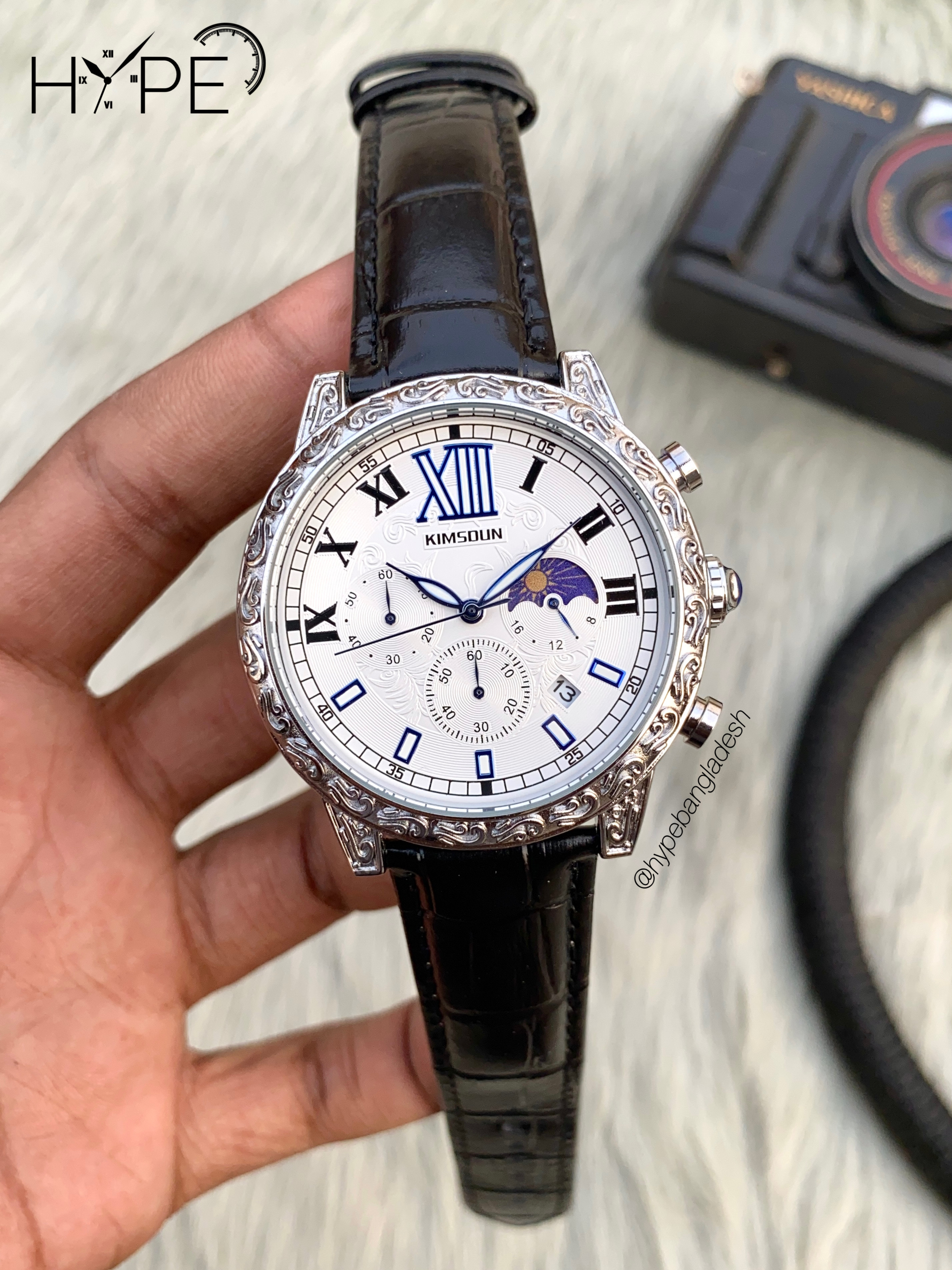 Kimsoun chronograph leather belt