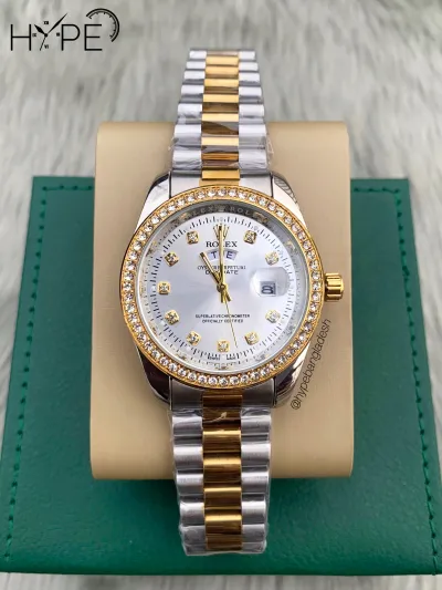 R0LEX DayDate stone bezel (White dial)_img_0