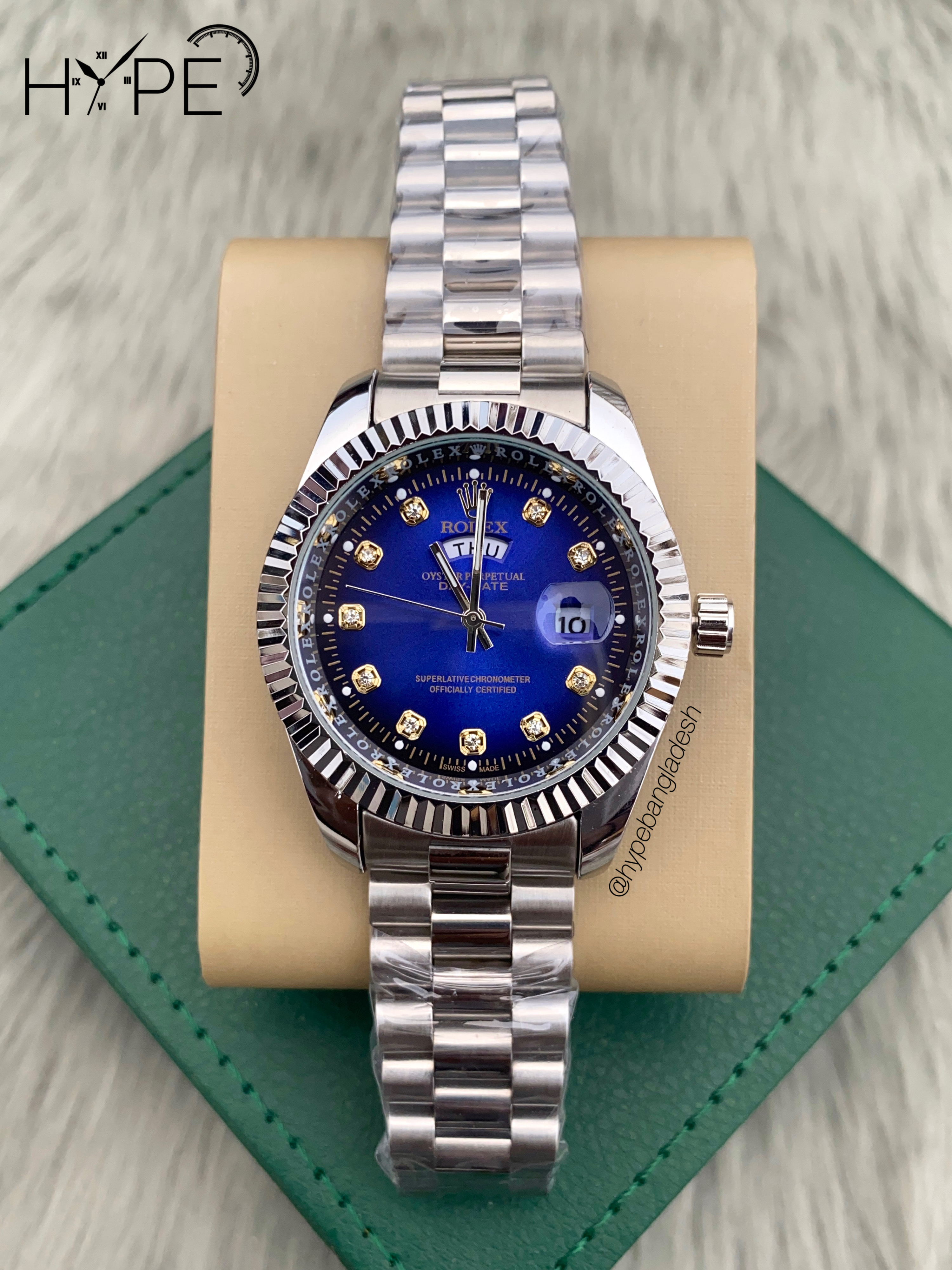 R0LEX DayDate Silver (Blue dial)