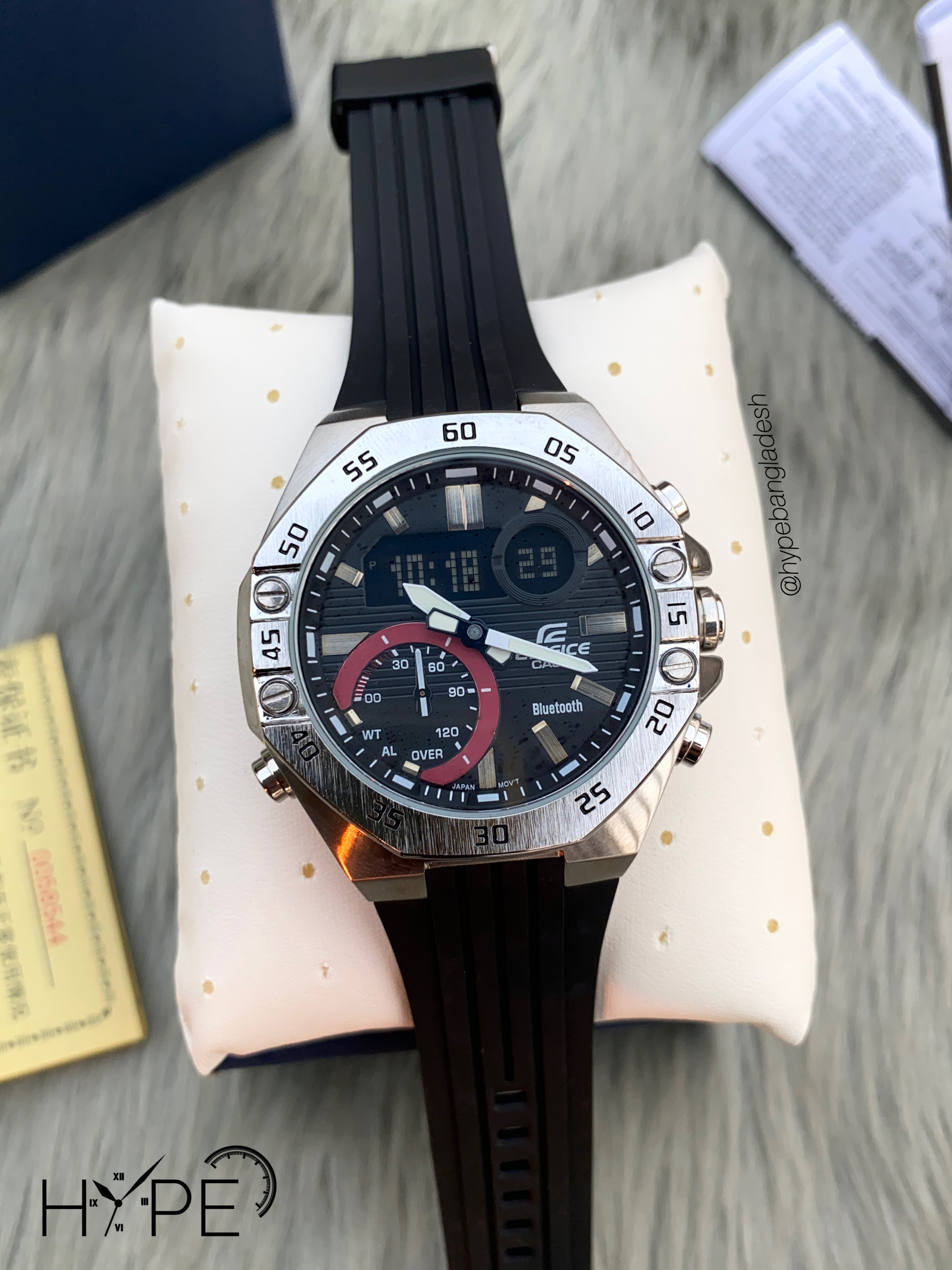 Edifice 1:1 chronograph silicone belt (black )