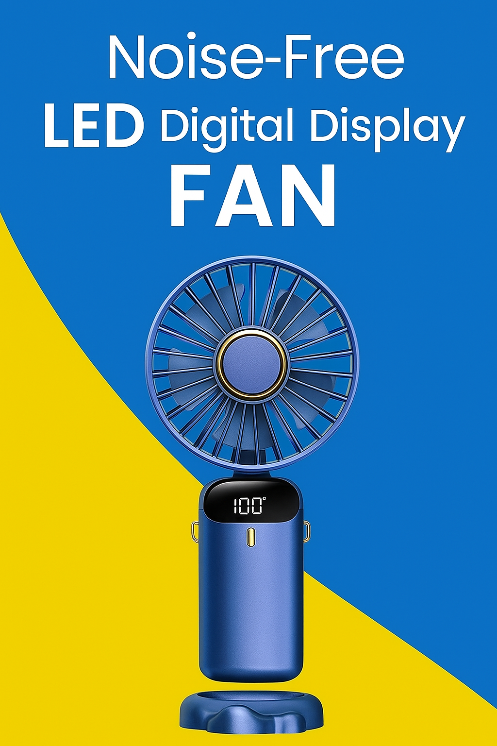 Portable Rechargeable Mini Fan with LED Digital Display – 3 Speed Modes, USB Powered, Phone Stand Feature