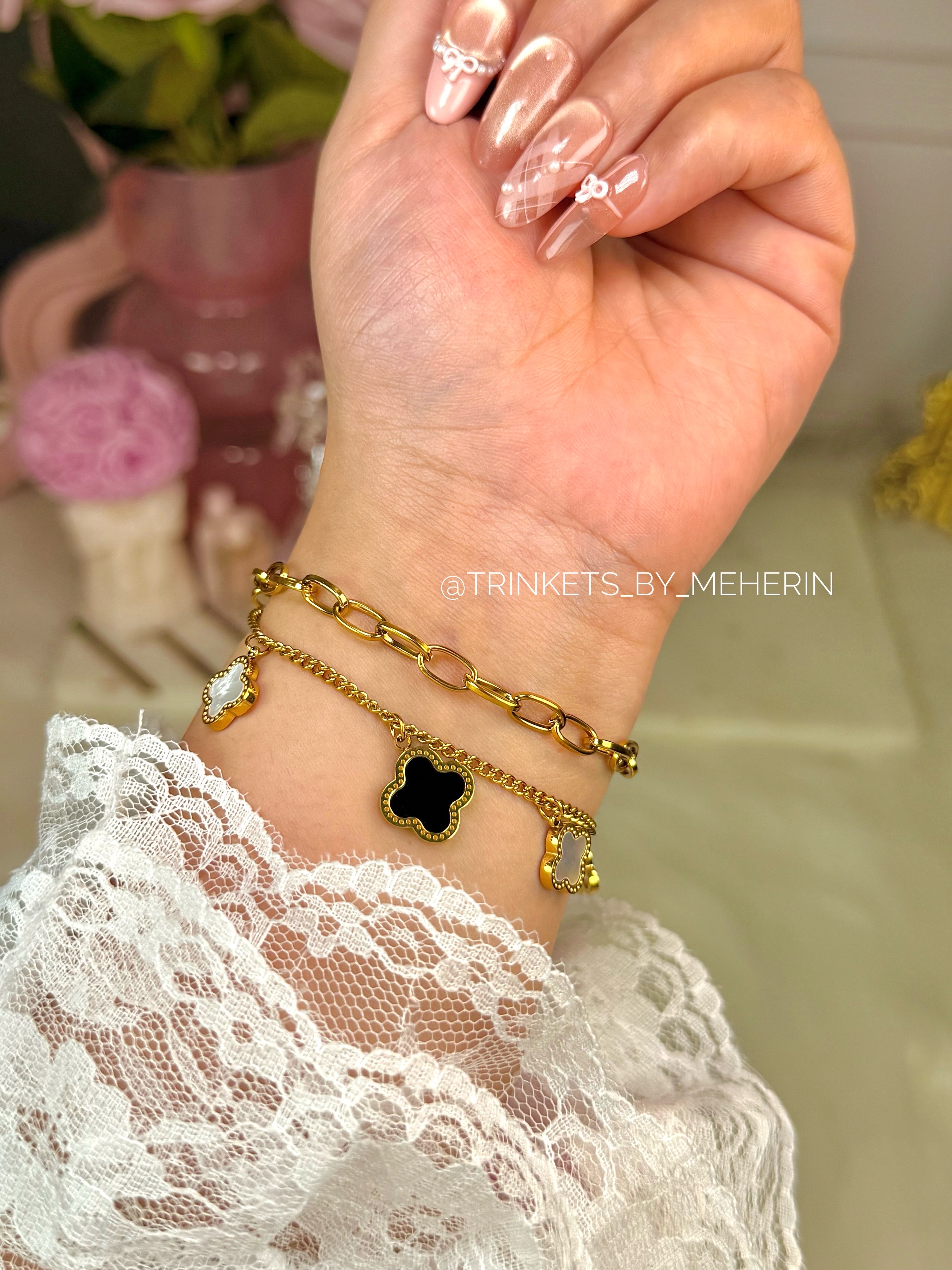 Double layer four leaf clover bracelet_img_1