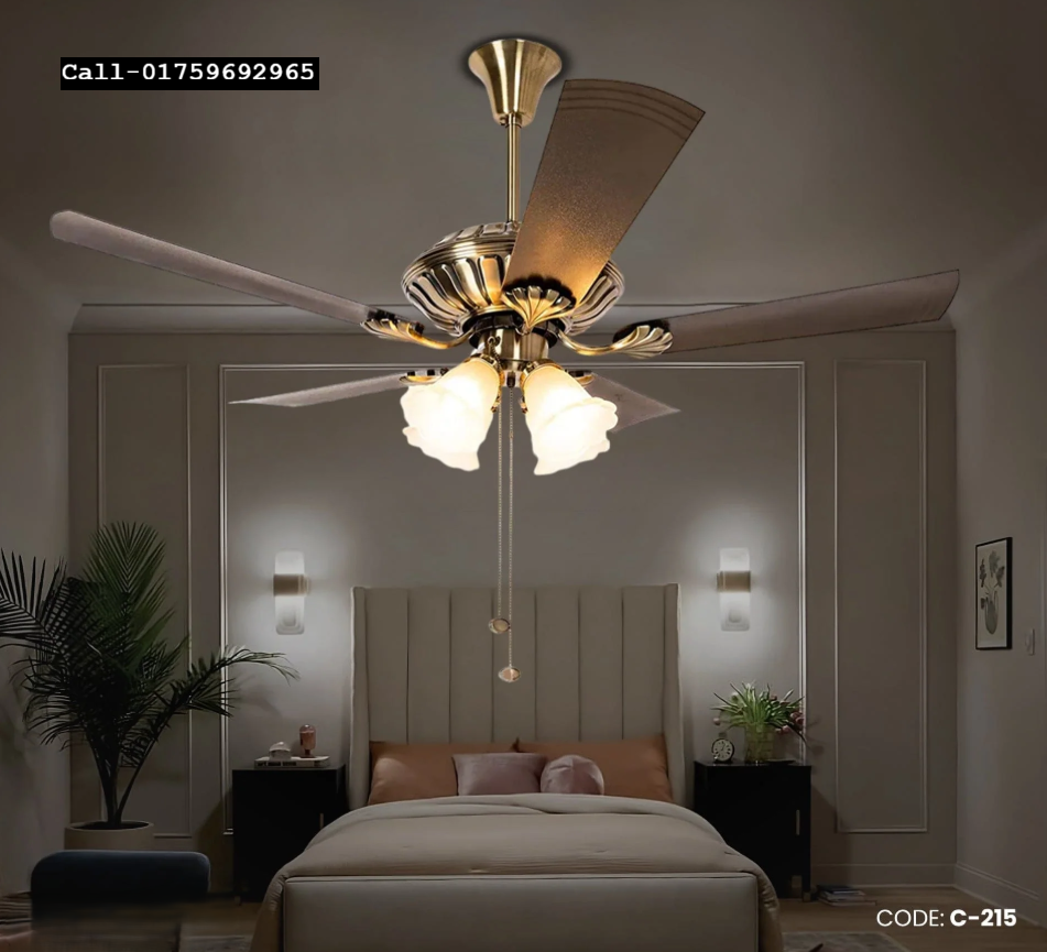 Crompton Jupiter 48" Decorative Ceiling Fan with Lights (Antique Brass ) C-215_img_0