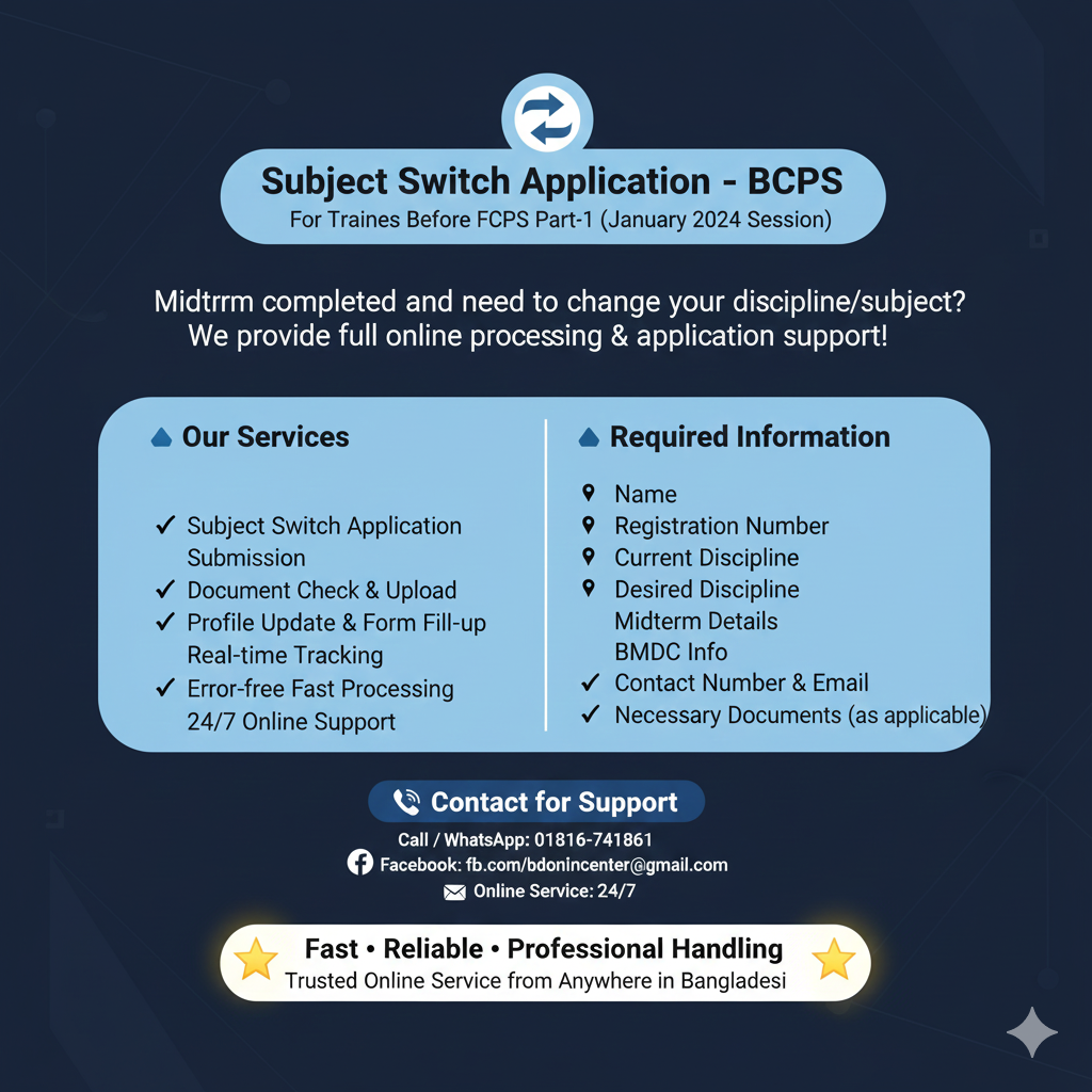 Subject Switch Application – BCPS