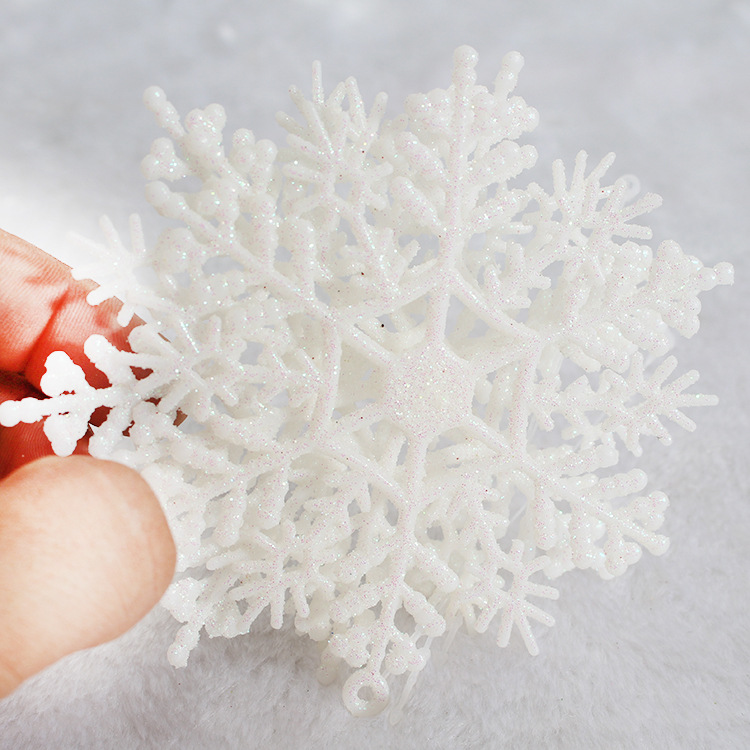 white glitter plastic snowflake ornament