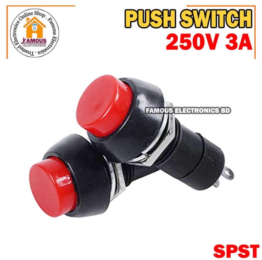 1PCS Push Switch PBS-11 PUSH BUTTON AC 250V 3A 2 Pin Leads On Off SPST RED CAP Plastic Push Button Switch Latching Switches_img_4