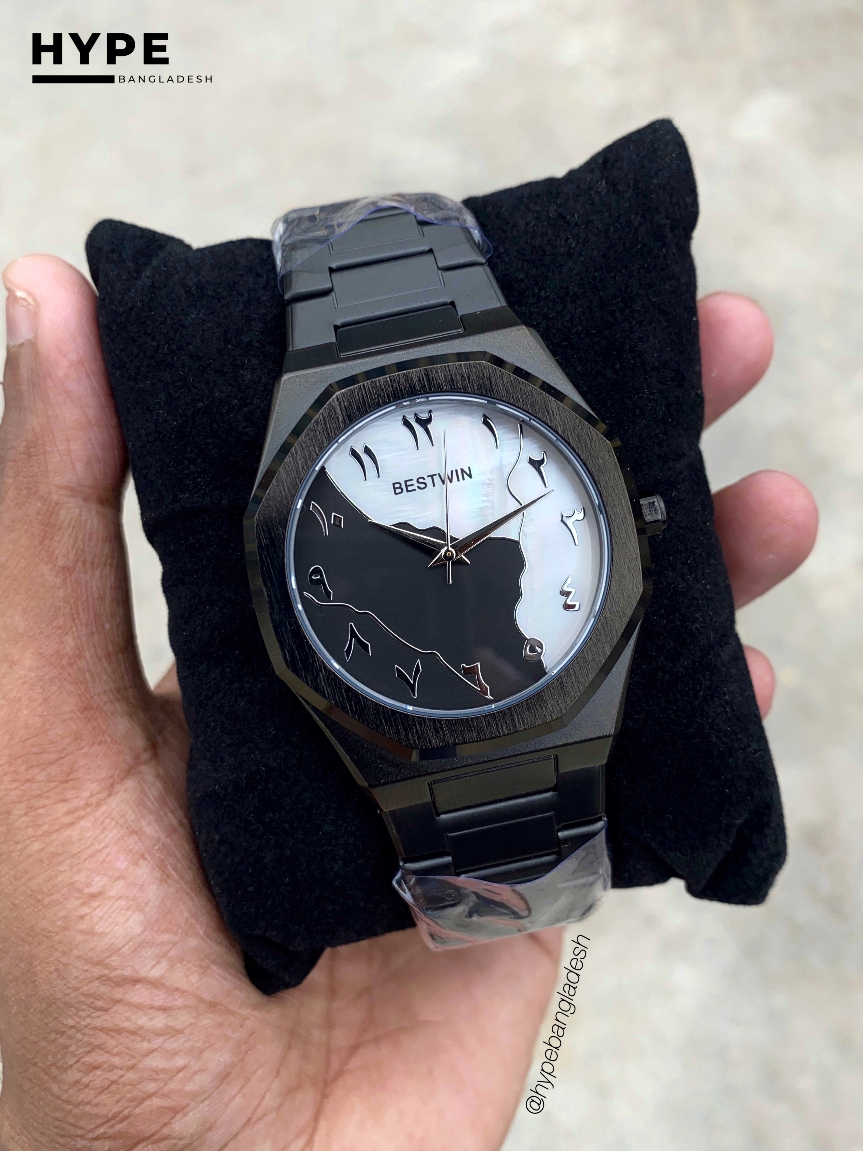 Black & White Arabic Dial Bestwin Stainless Steel Heavyweight Watch