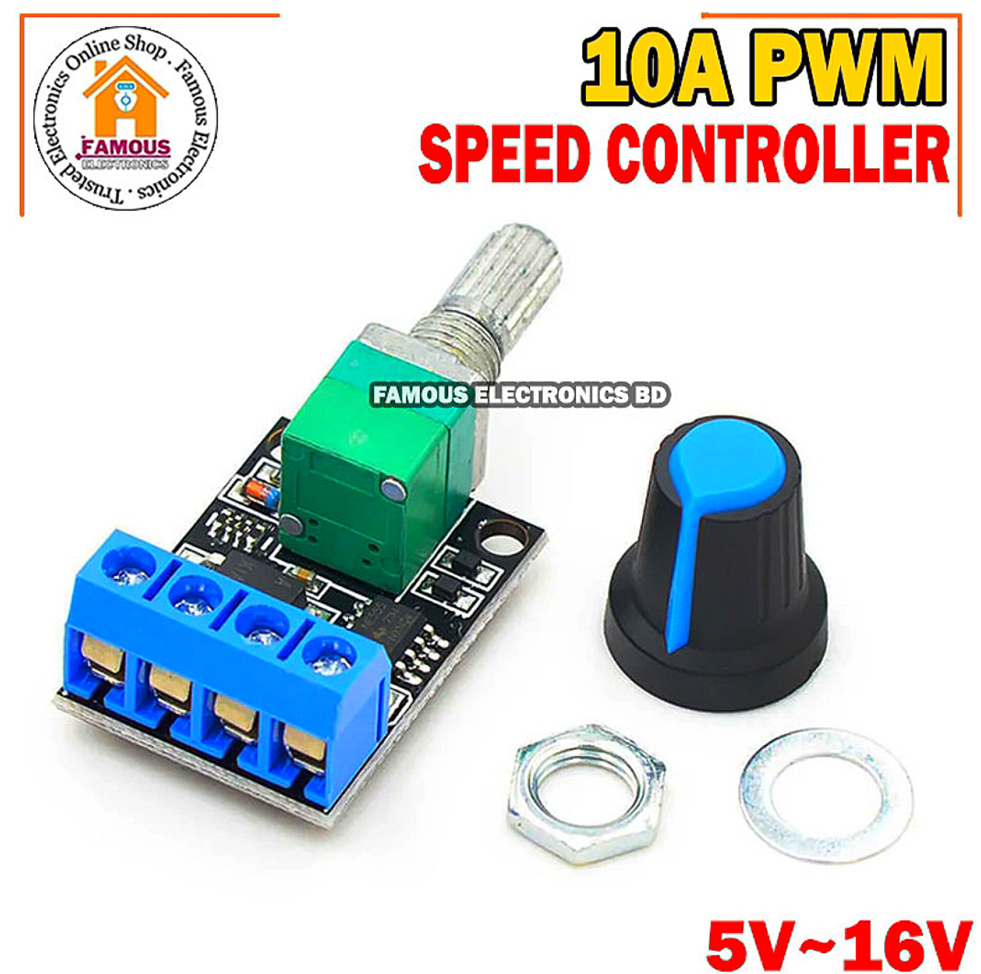 5V 9V 12V 16V 10A PWM DC Motor Speed Controller LED Dimmer Dimming Module Adjustable Speed Regulator Control Switch_img_5
