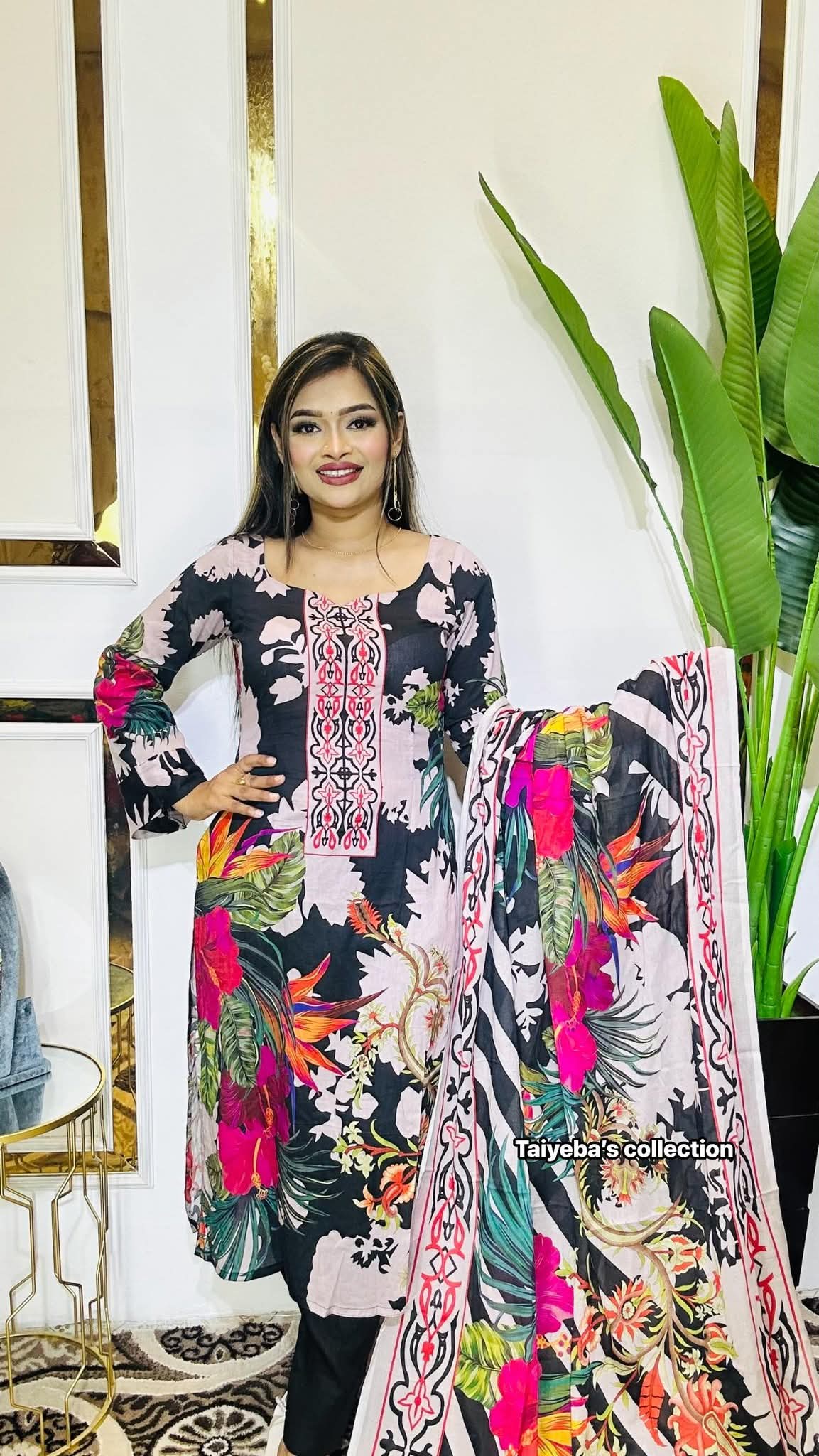 জমজম সুইস লোন থ্রি-পিস ( প্রিমিয়াম )(Unstitched)