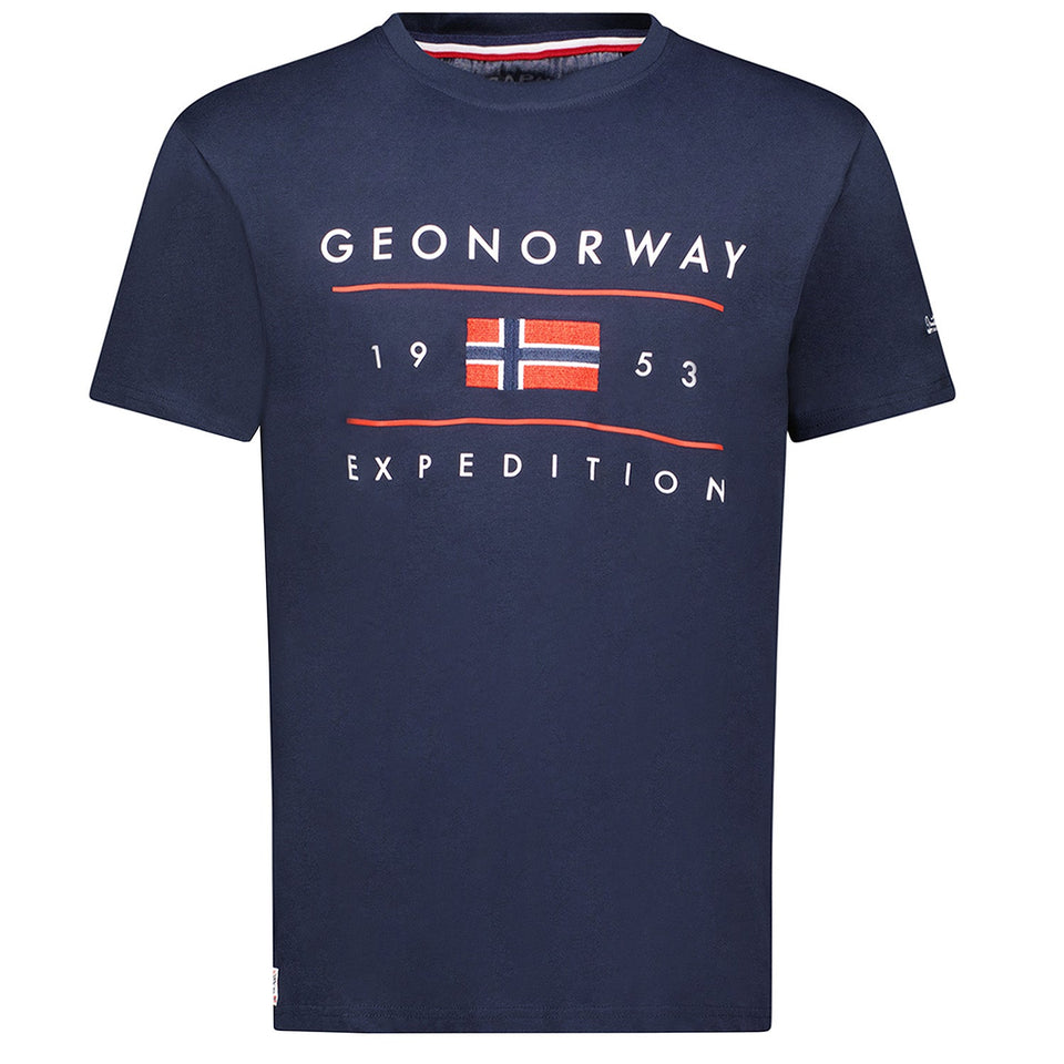 T-Shirt Men Short Sleeve with Navy Flag