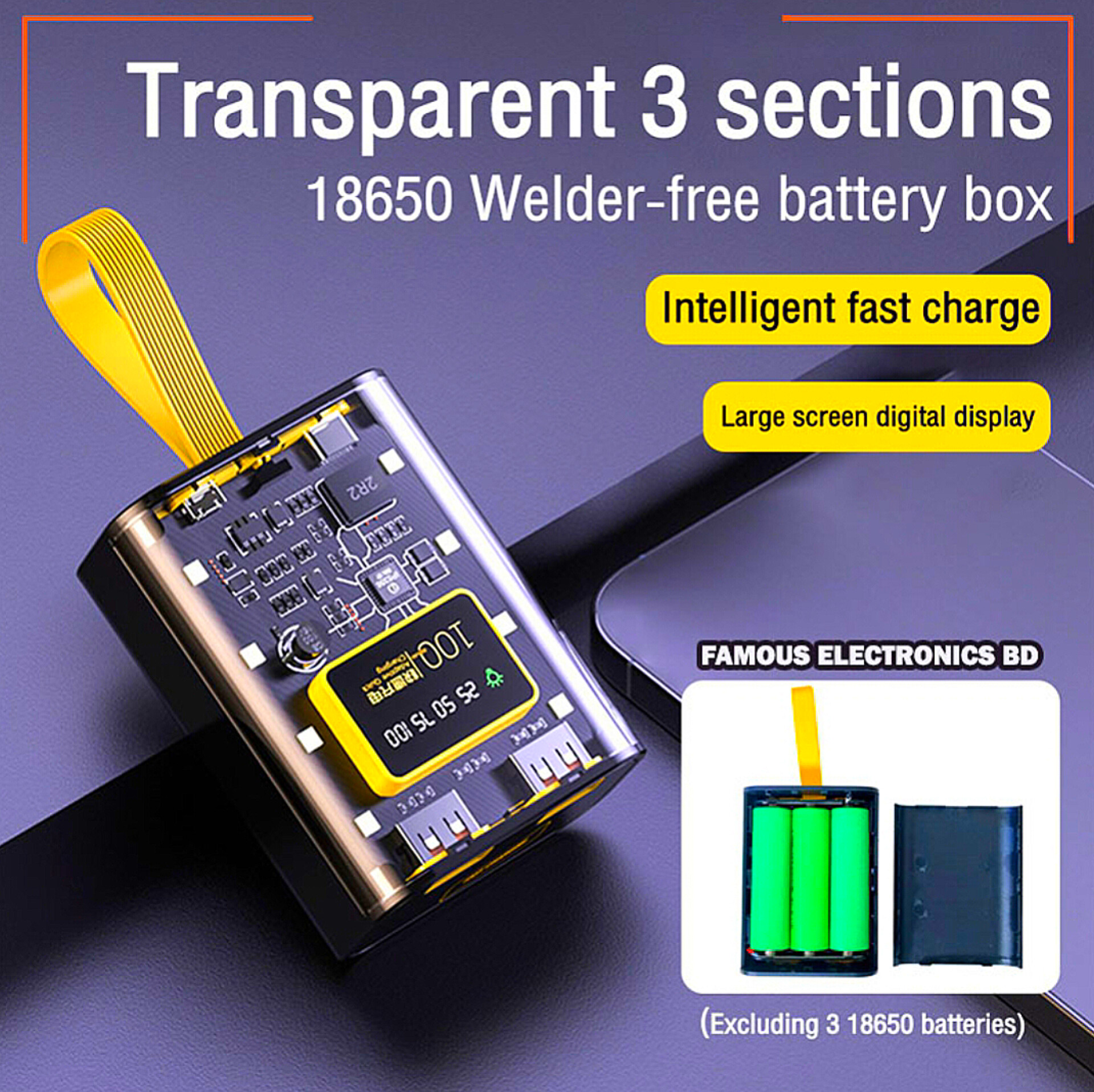 18650 Battery Charger Case Cool DIY Power Bank Box Fast Charging Case With Night Light Charging Power Bank Case_img_1