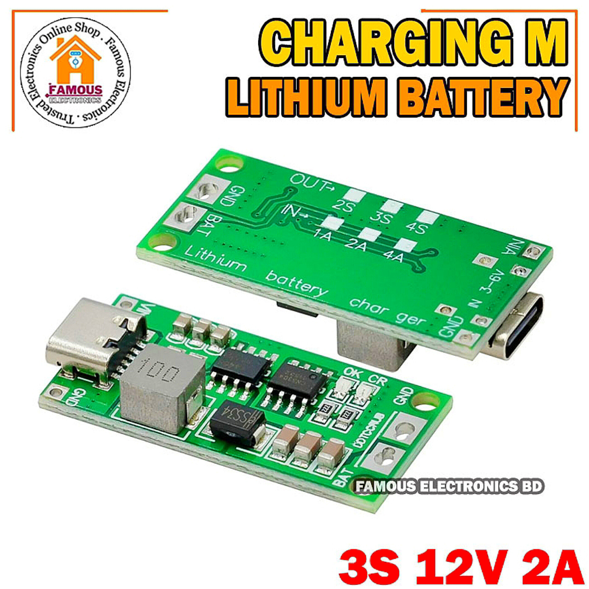 Multi-Cell 3S 2A Type-C To 12.6V Step-Up Boost Lipo- Polymer Li-Ion Charger 11.1V 18650 Lithium Battery_img_2