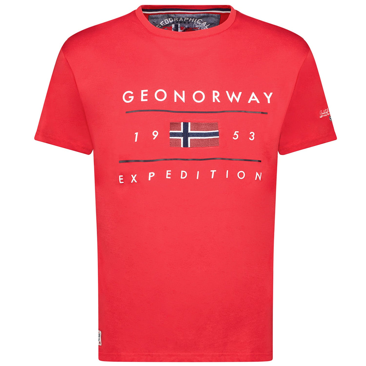 Men's T-Shirt Short Sleeve with Red Flag