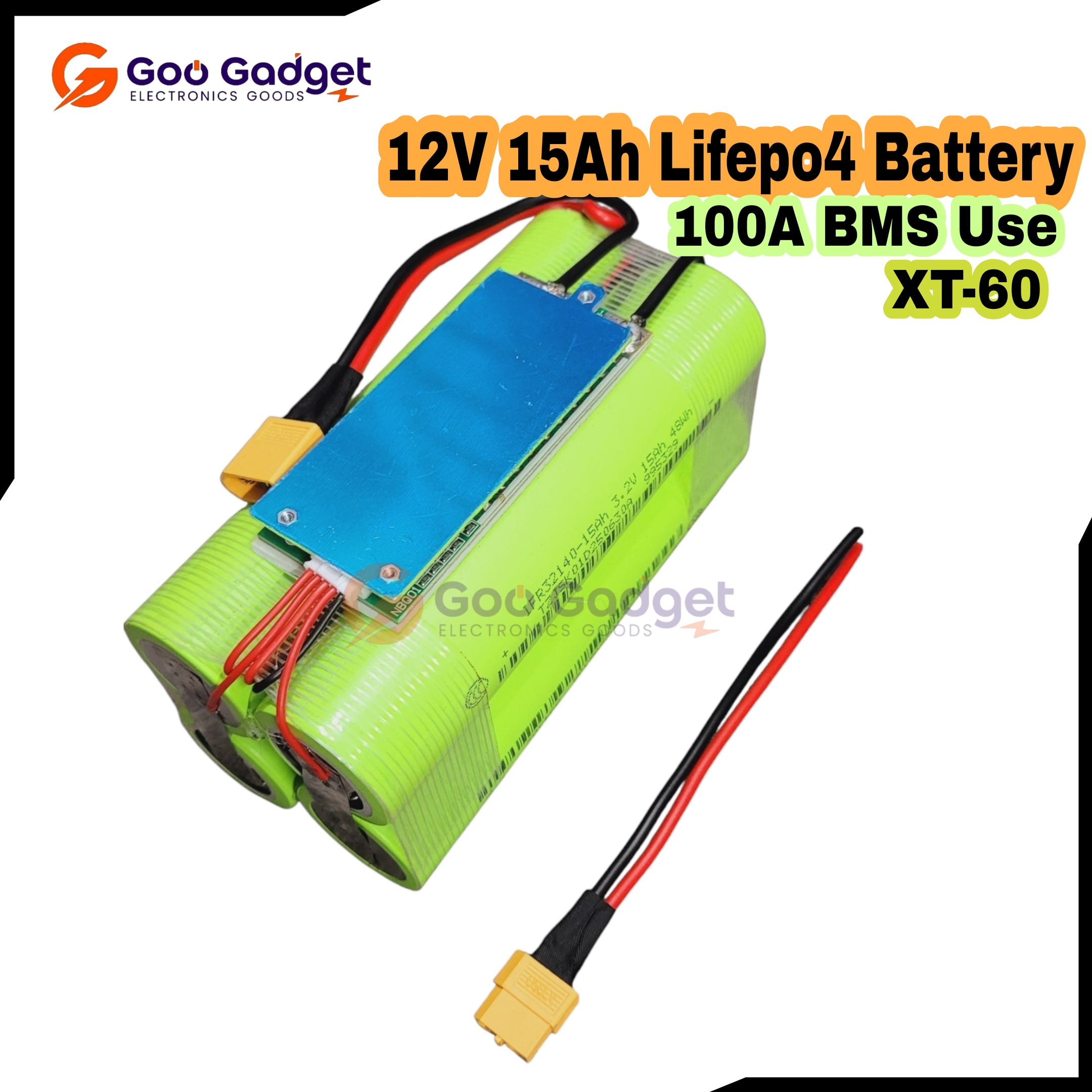 4S 12V 15Ah LiFePO4 Battery Pack 32140 100A BMS High-Power Backup Pack_img_3