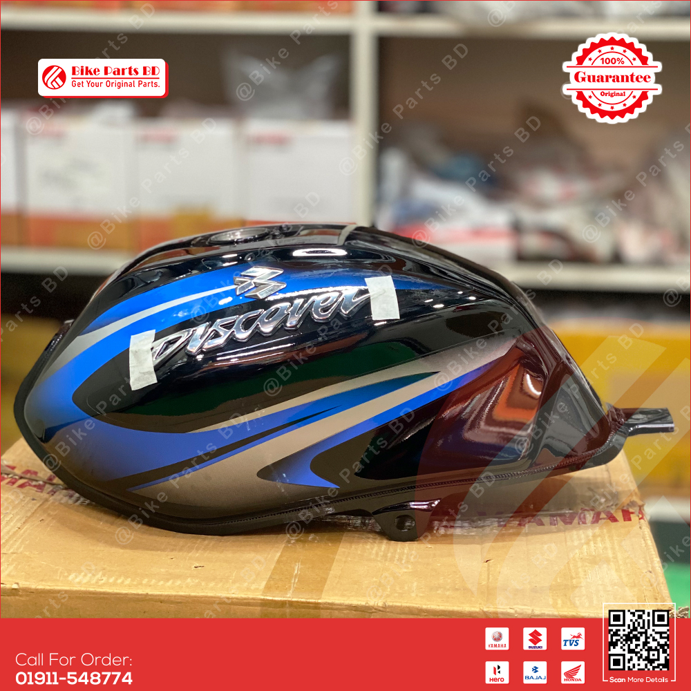 Fuel tank for Bajaj Discover 125 Black-Blue bike. thumbnail 2
