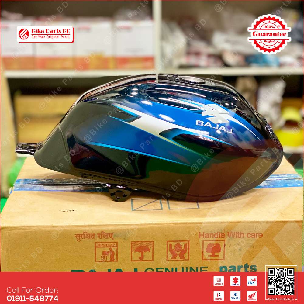 Fuel tank for Bajaj Discover 125 Black-Blue (White Engine) bike. thumbnail 2