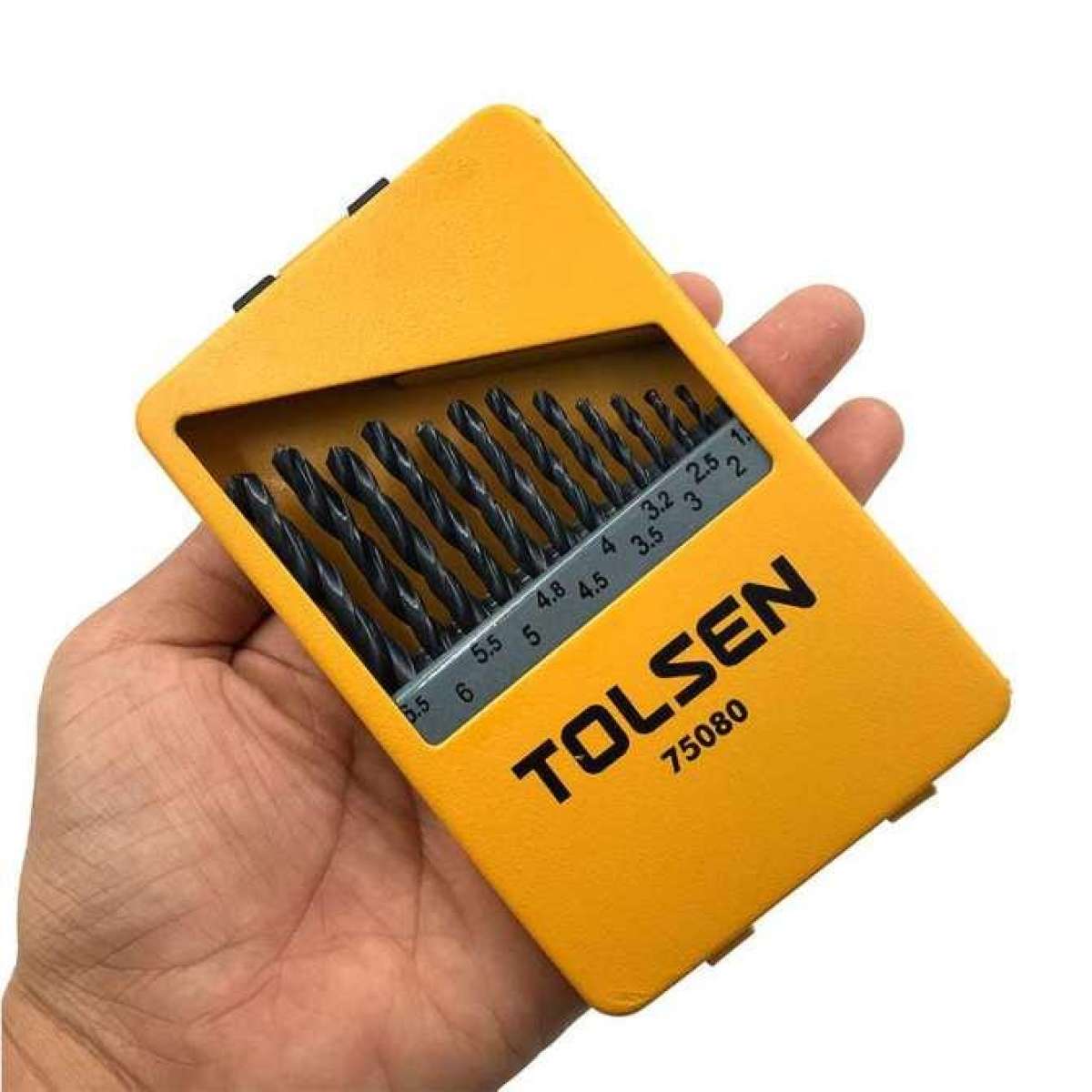 TOLSEN 75080 13Pcs HSS Twist Drill Bits Set | 1.5-6.5mm | DIN338 | Roll Forged | 118° Angle | Hard Case | Model: 75080_img_3