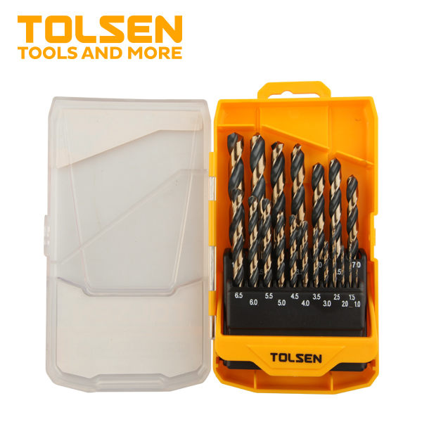 TOLSEN 75086 19pcs Industrial Black & Gold HSS Drill Bit Set | 1.0-10.0mm | 130° Split Point | DIN338 | Plastic Case | Model: 75086_img_1