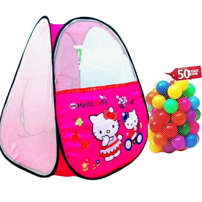 (Hollo kitty) Tent Play House - 50 Balls, Play Ball House, Childdren's Magic Game Hous