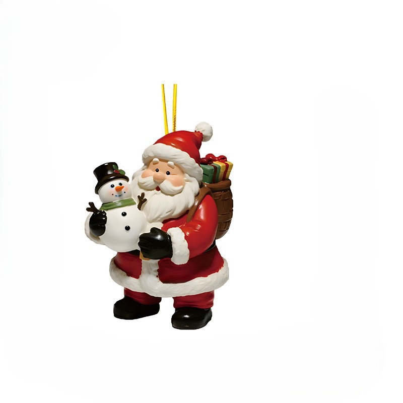 2D acrylic flat Santa Claus ornament holding a snowman