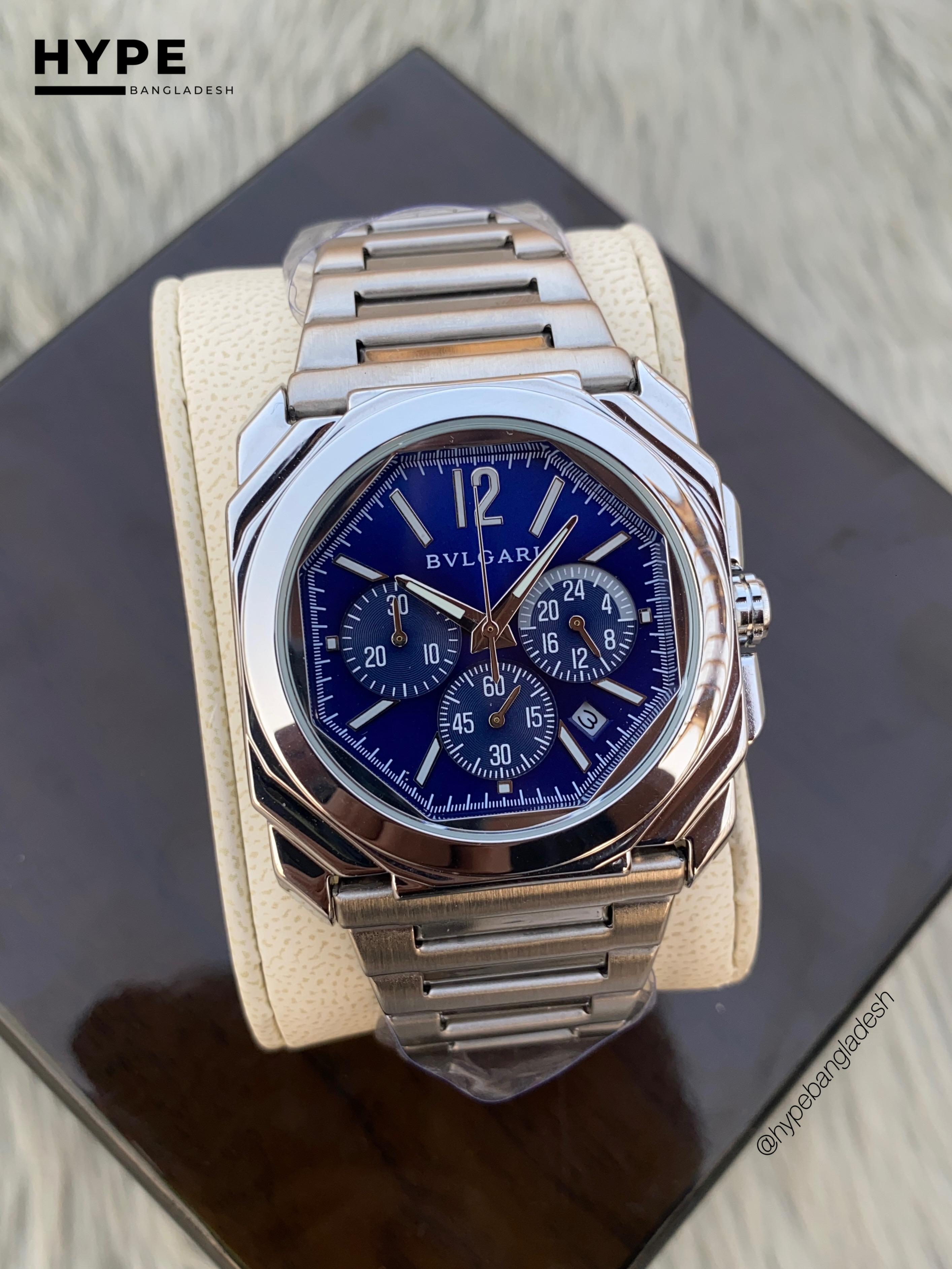 Bvlgari octo chronograph blue dial