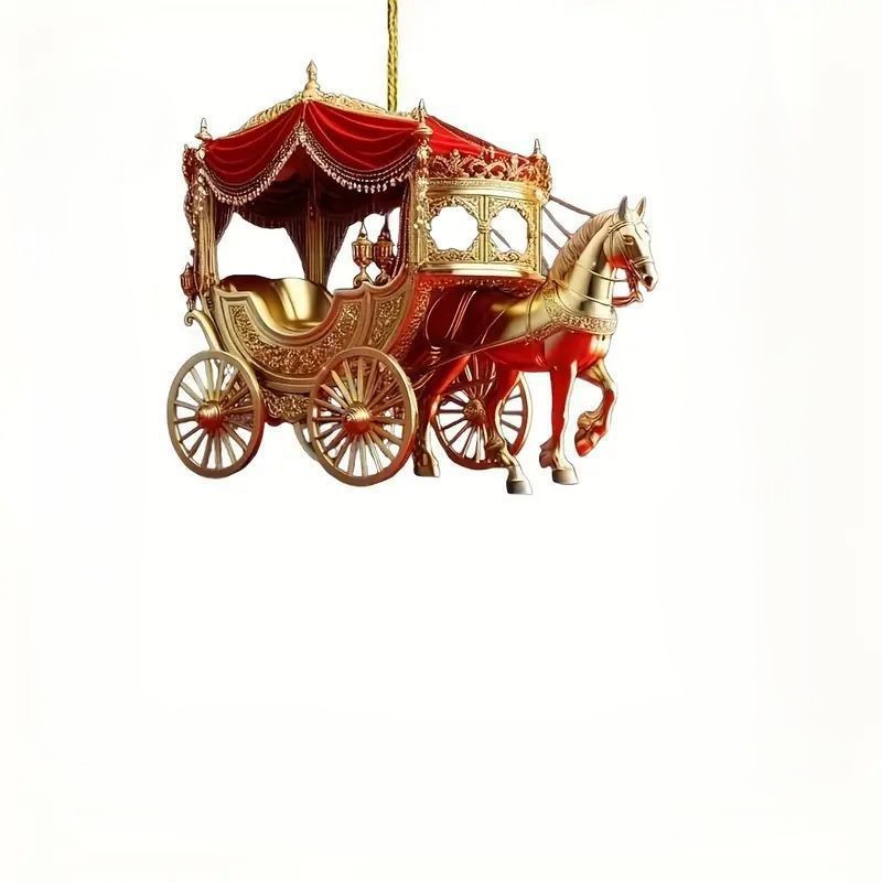 2D acrylic flat Santa Claus in a royal carriage ornament