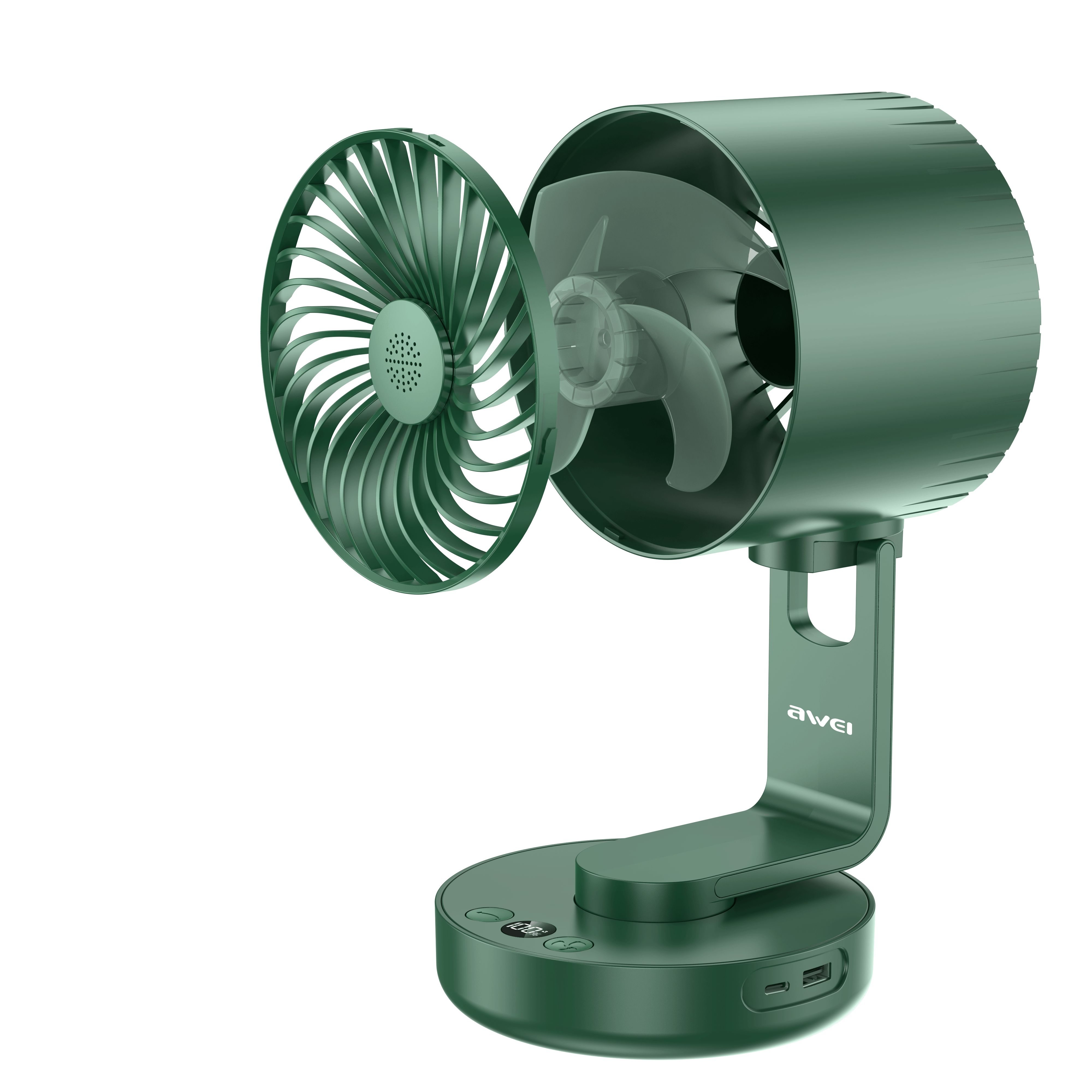 Awei F34 Strong Wind Air Circulation Wide Angle Night Lamp Fan 4000mAh_img_1