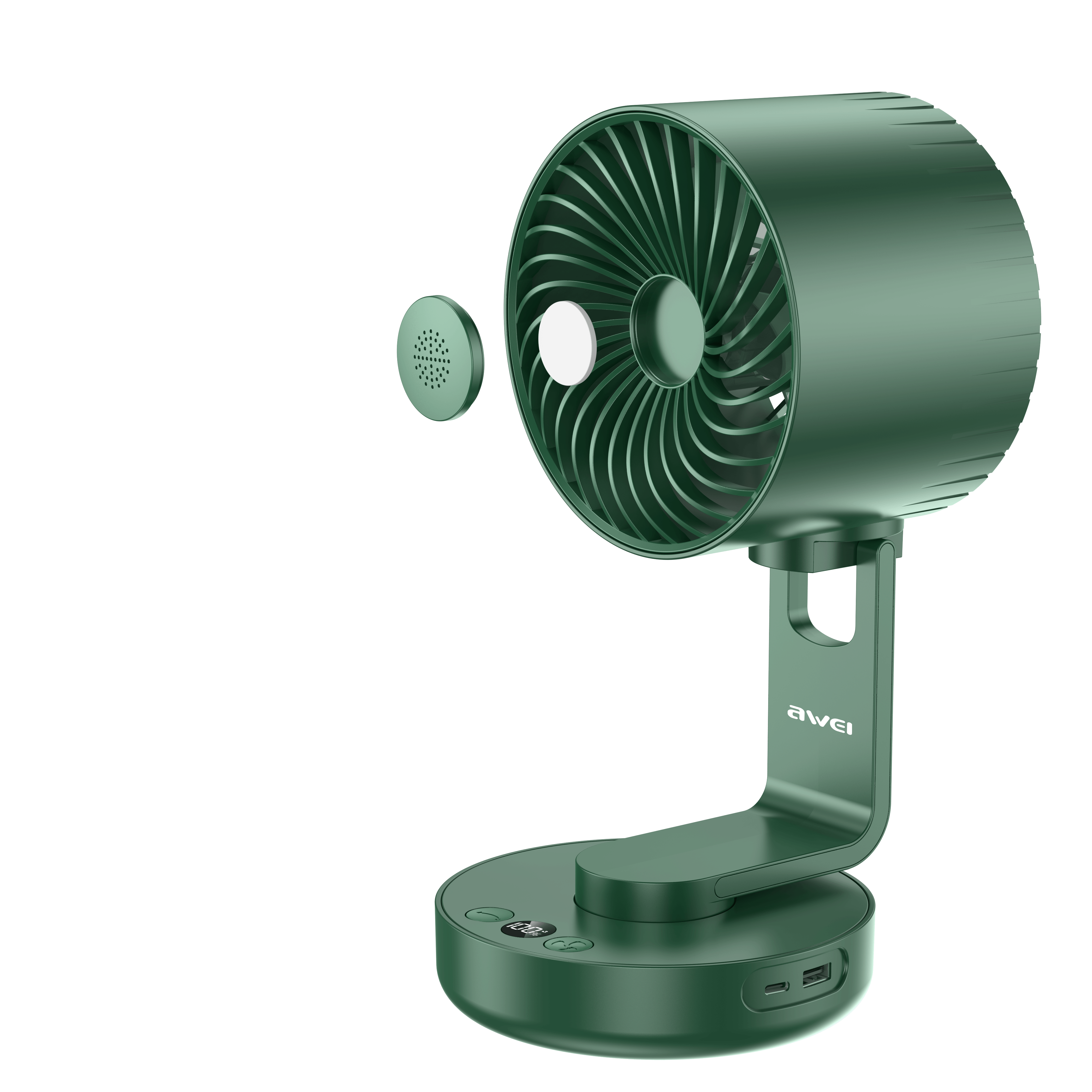 Awei F34 Strong Wind Air Circulation Wide Angle Night Lamp Fan 4000mAh_img_4
