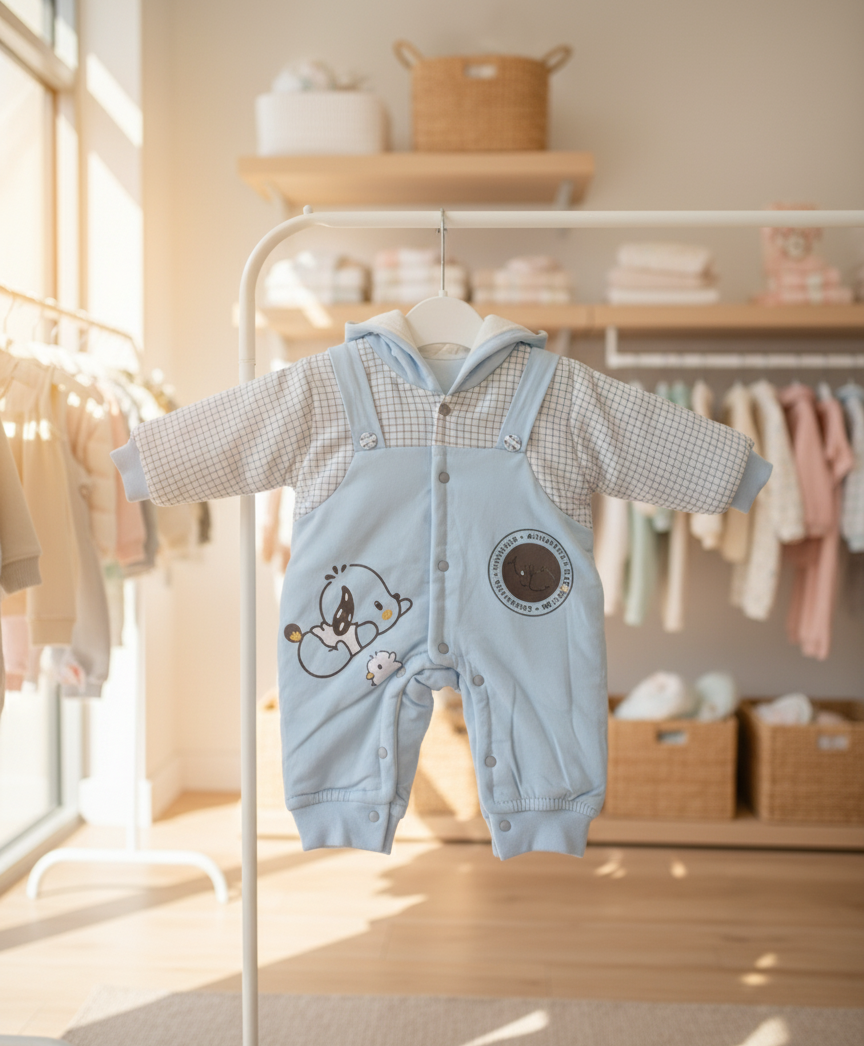 Mock Suspender Hooded Premium Quality Romper (0–12 Months) thumbnail 3