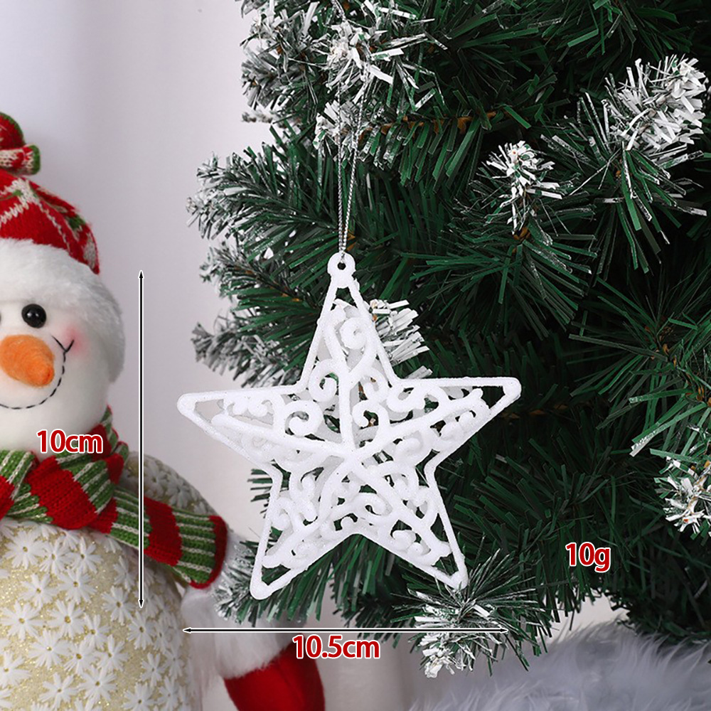 white glitter hollow star Christmas ornament