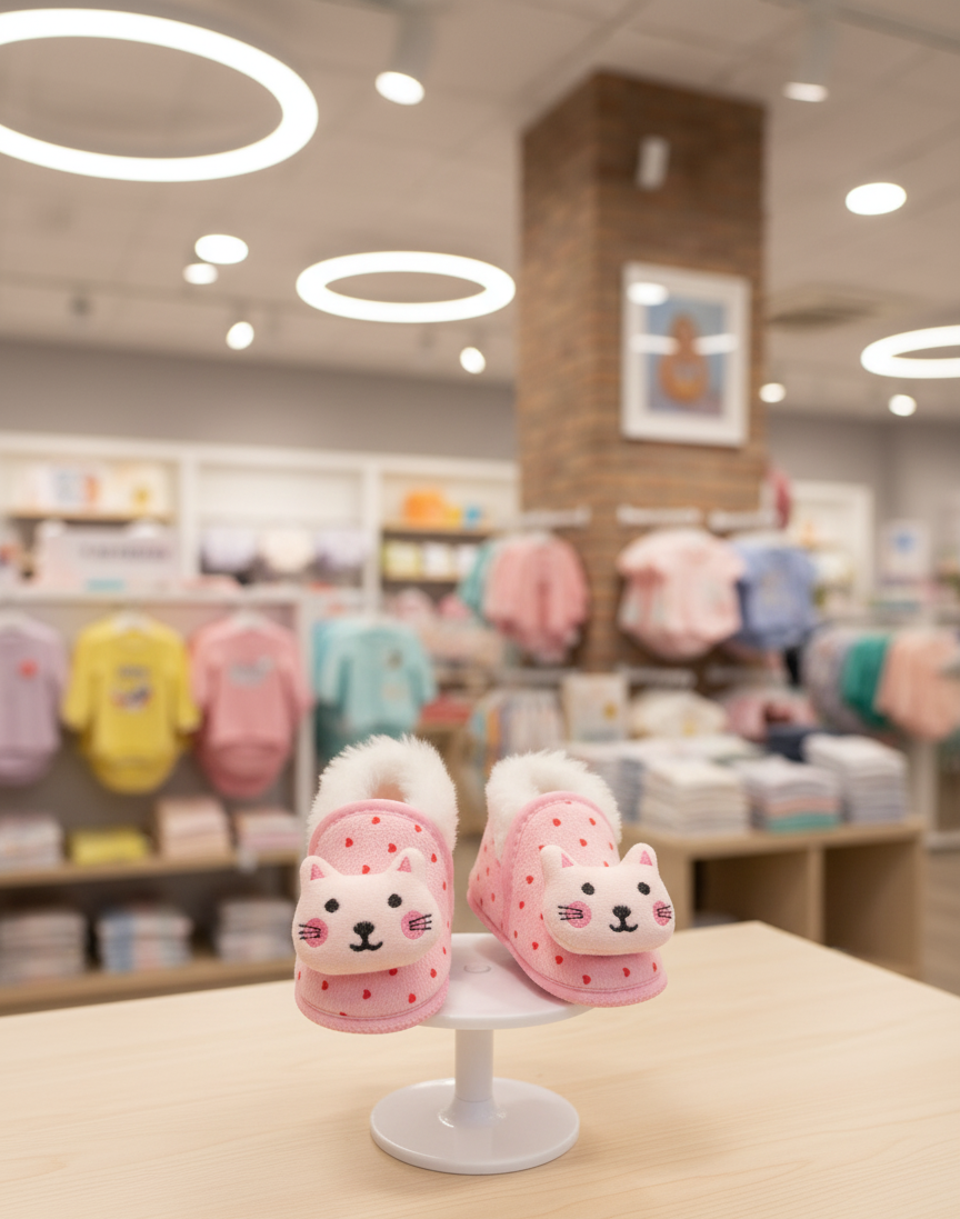 Comfortable Soft Winter Shoes for Babies – Cute Cat Design (0–12 Months)