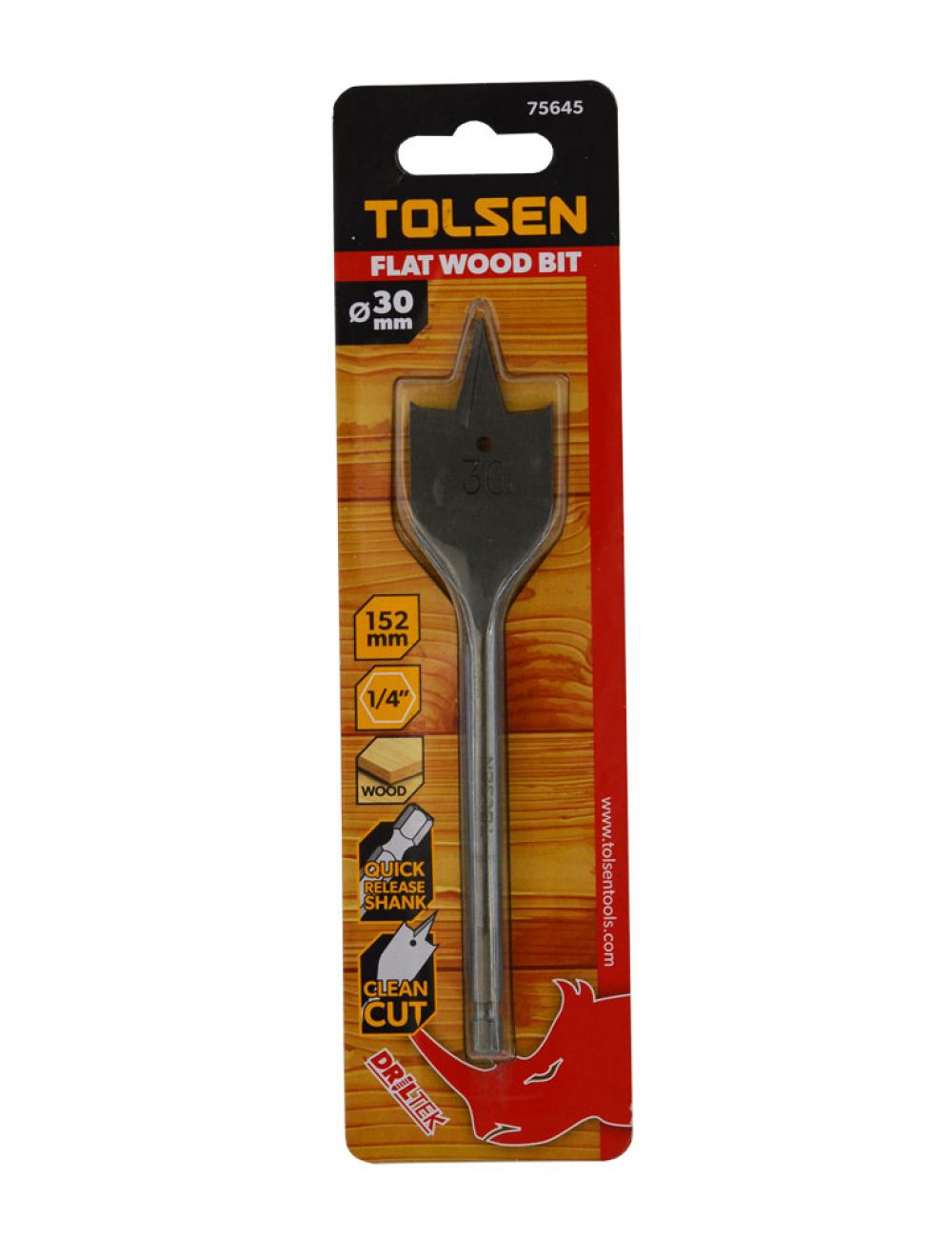 TOLSEN Flat Wood Drill Bit w/ 1/4" Hex Shank ( 12 | 14 | 16 | 18| 19 | 20 | 22 | 25 | 28 | 30 | 32 | 38mm ) 75634 to 75645_img_3